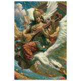 Saraswati सरस्वती | Carried by the Swan | Aluminium Print