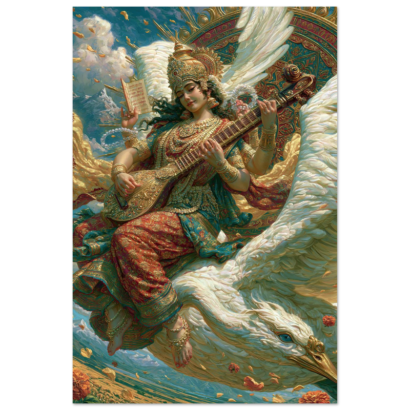 Saraswati — Carried by the Swan