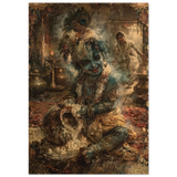 Krishna कृष्ण | The Flute on the Old Wall | Museum Poster