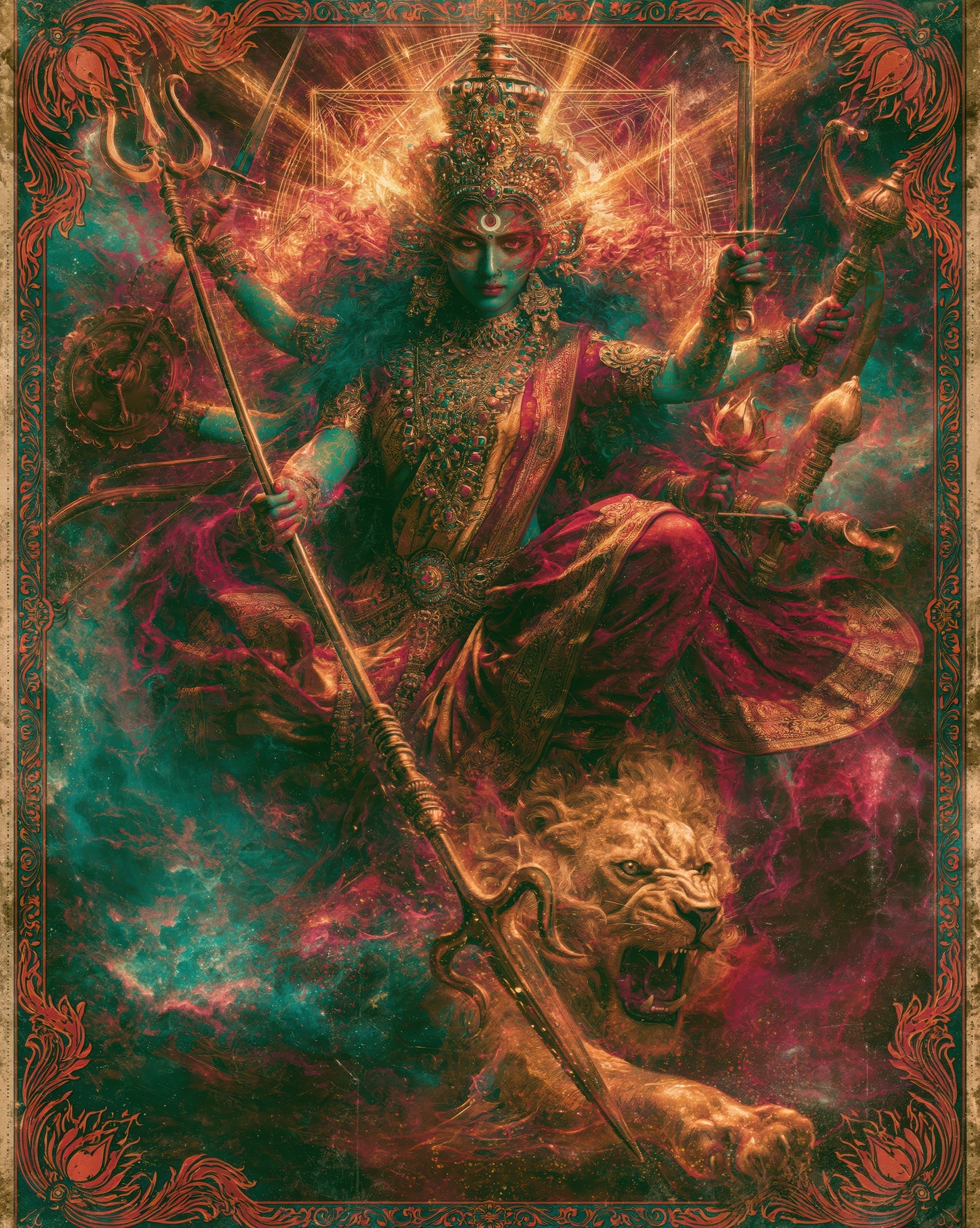 Durga दुर्गा | The Weapons of All the Gods - DuppyArt devotional digital print