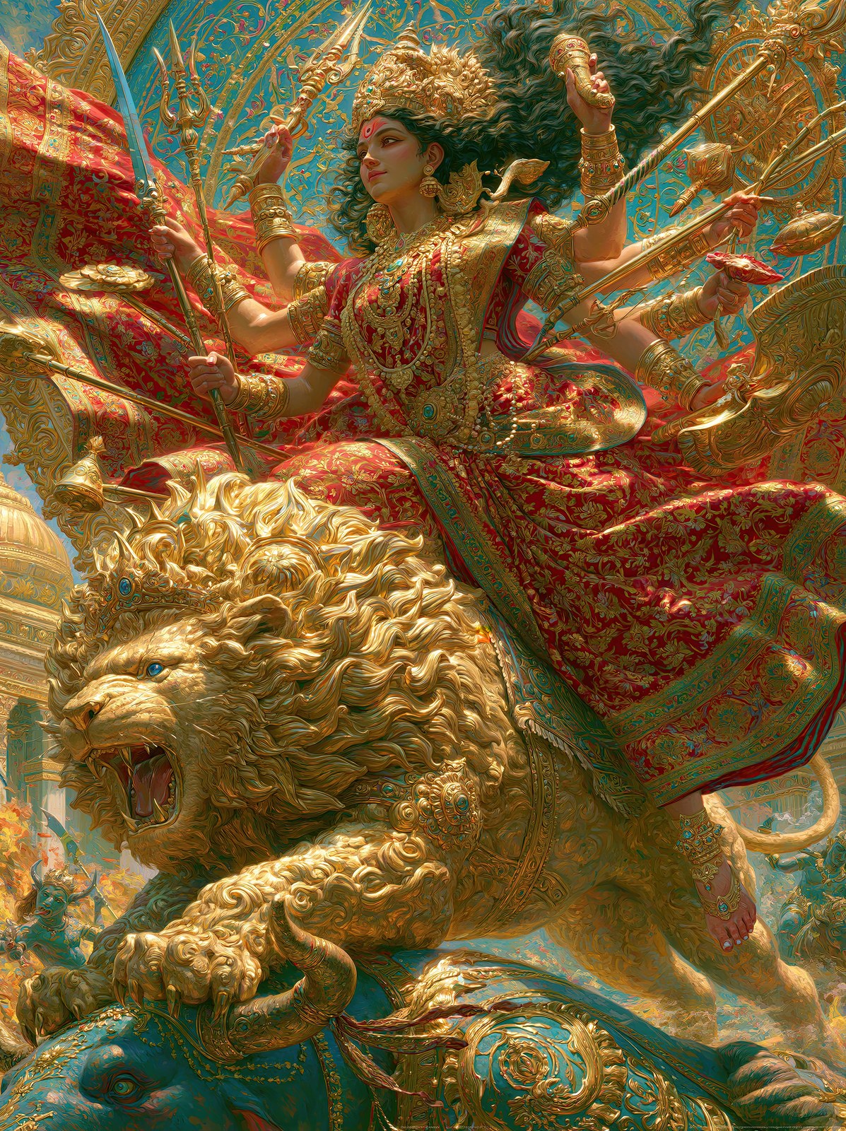 Durga दुर्गा | Riding Out to Battle | Digital Print Download