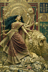 Durga दुर्गा | Mosaic of the Goddess and Her Lion | Digital Print Download