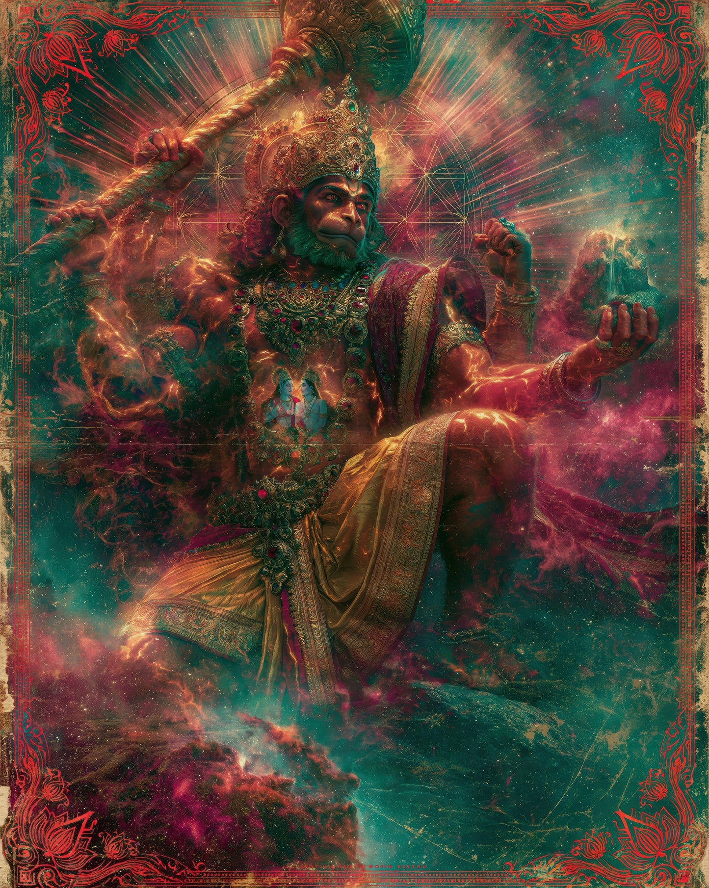 Hanuman हनुमान | The Mace of Loyalty - DuppyArt devotional digital print