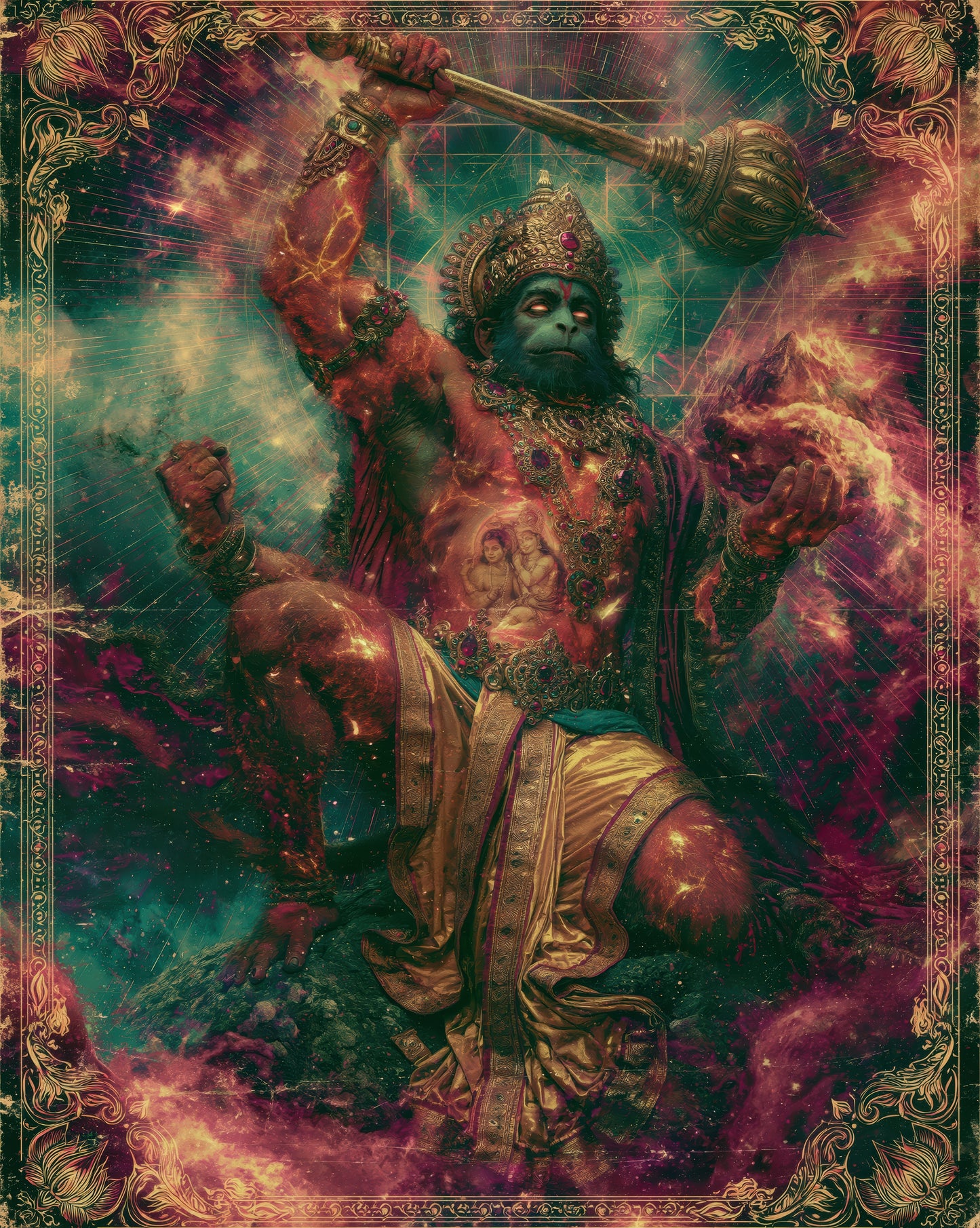Hanuman हनुमान | The Mountain in His Hand - DuppyArt devotional digital print