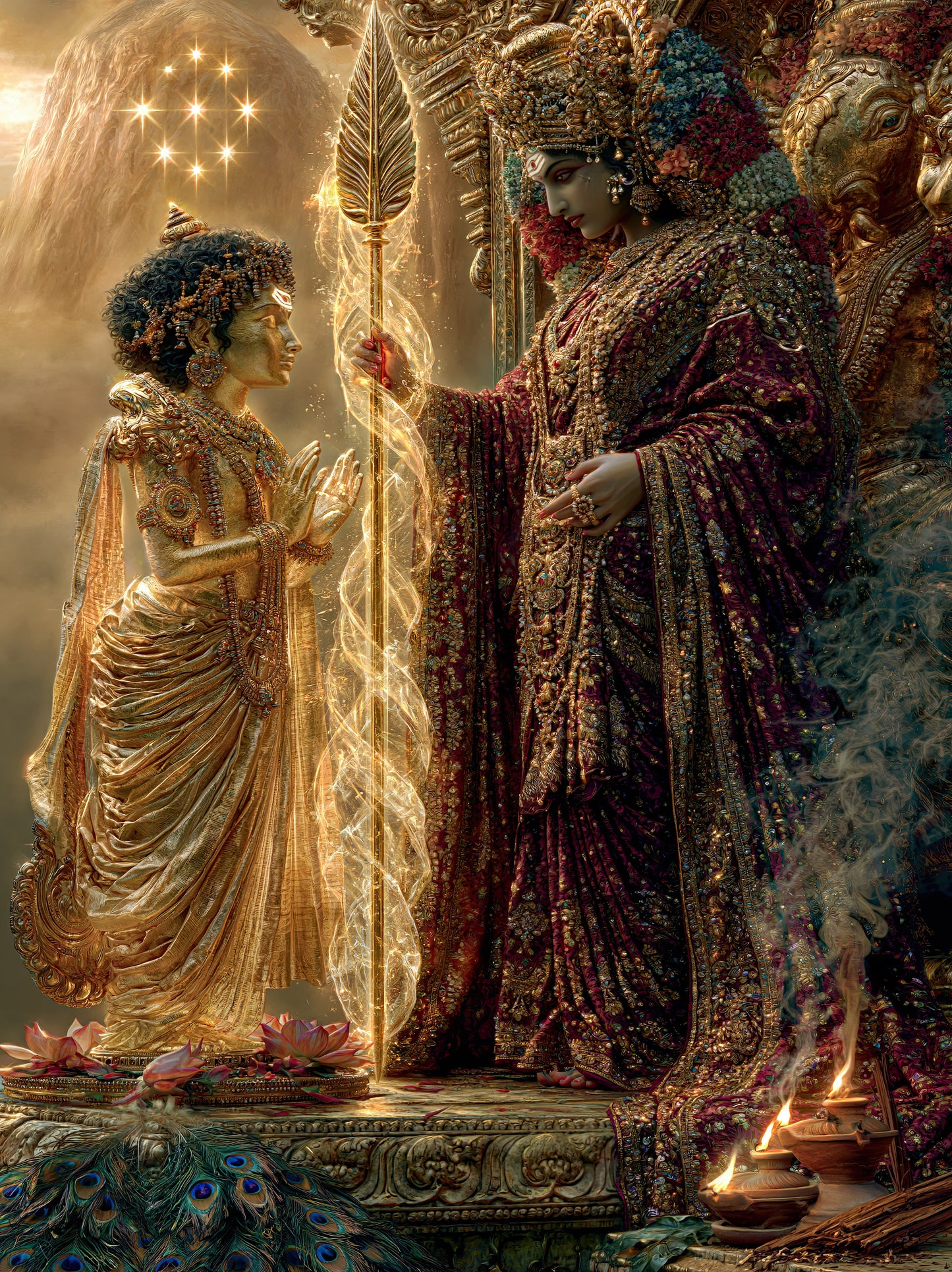 Kartikeya कार्तिकेय | The Vel from Mother's Hand - DuppyArt devotional digital print