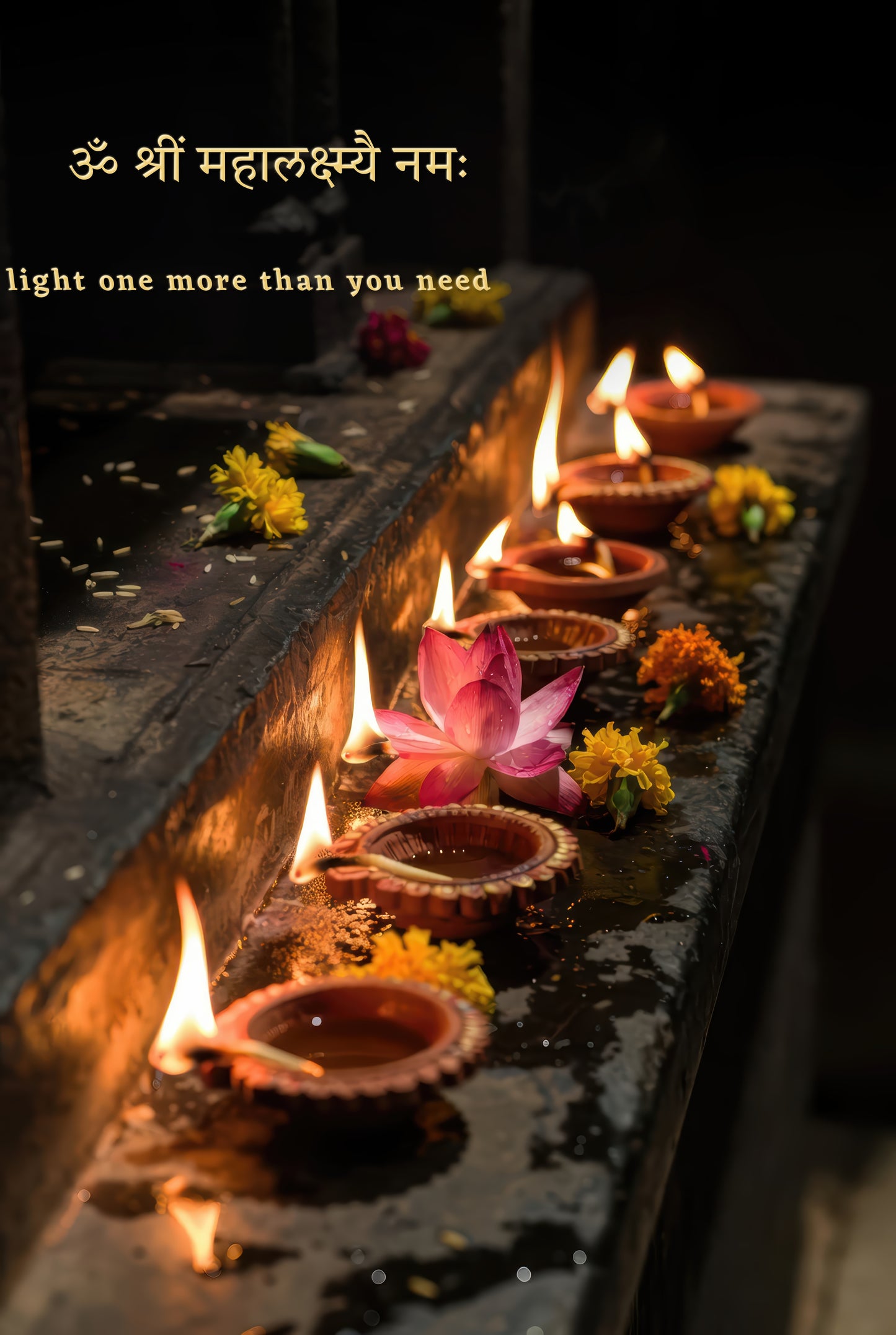 Lakshmi लक्ष्मी | Lamps and the Lotus — Blessing Edition - DuppyArt devotional digital print