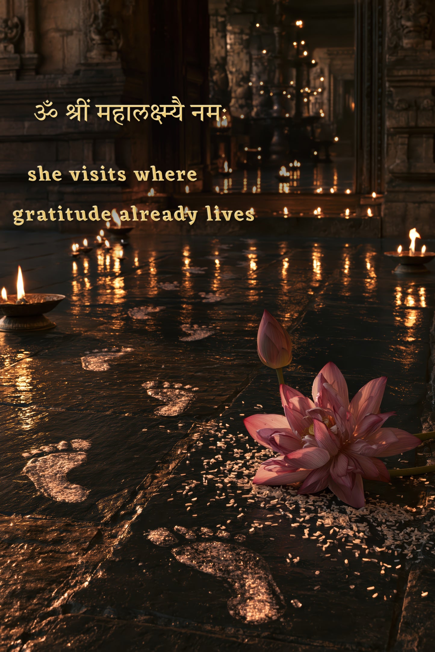 Lakshmi लक्ष्मी | Footsteps Toward Your Door — Blessing Edition - DuppyArt devotional digital print
