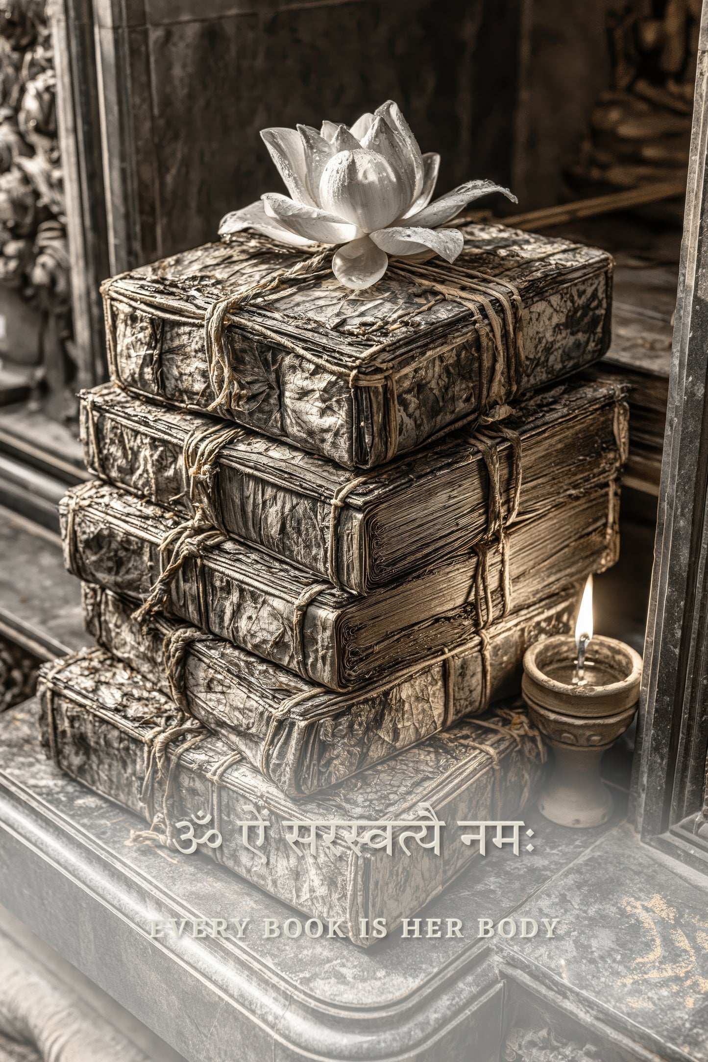 Saraswati सरस्वती | Every Book Is Her Body - DuppyArt devotional digital print