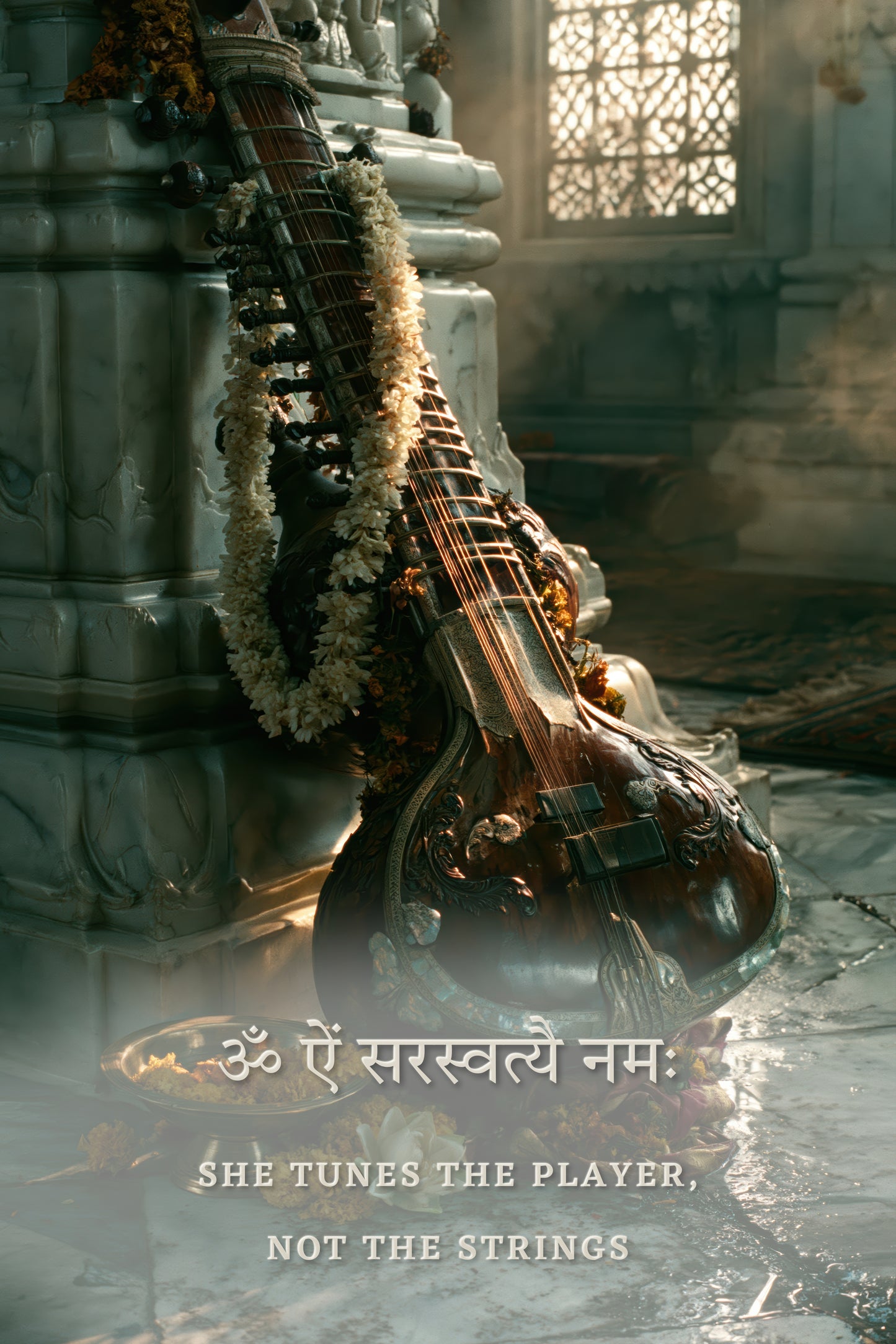 Saraswati सरस्वती | She Tunes the Player - DuppyArt devotional digital print