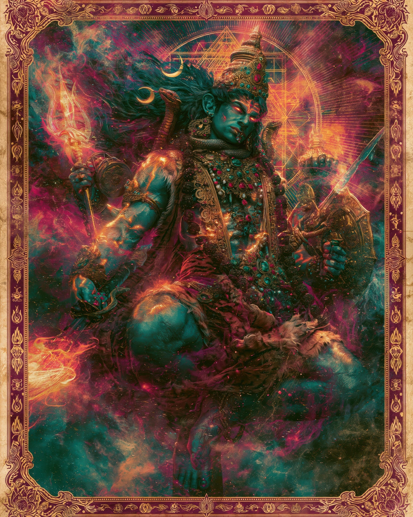 Shiva शिव | The Crescent and the Flame - DuppyArt devotional digital print