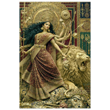 Durga दुर्गा | Mosaic of the Goddess and Her Lion | Aluminium Print