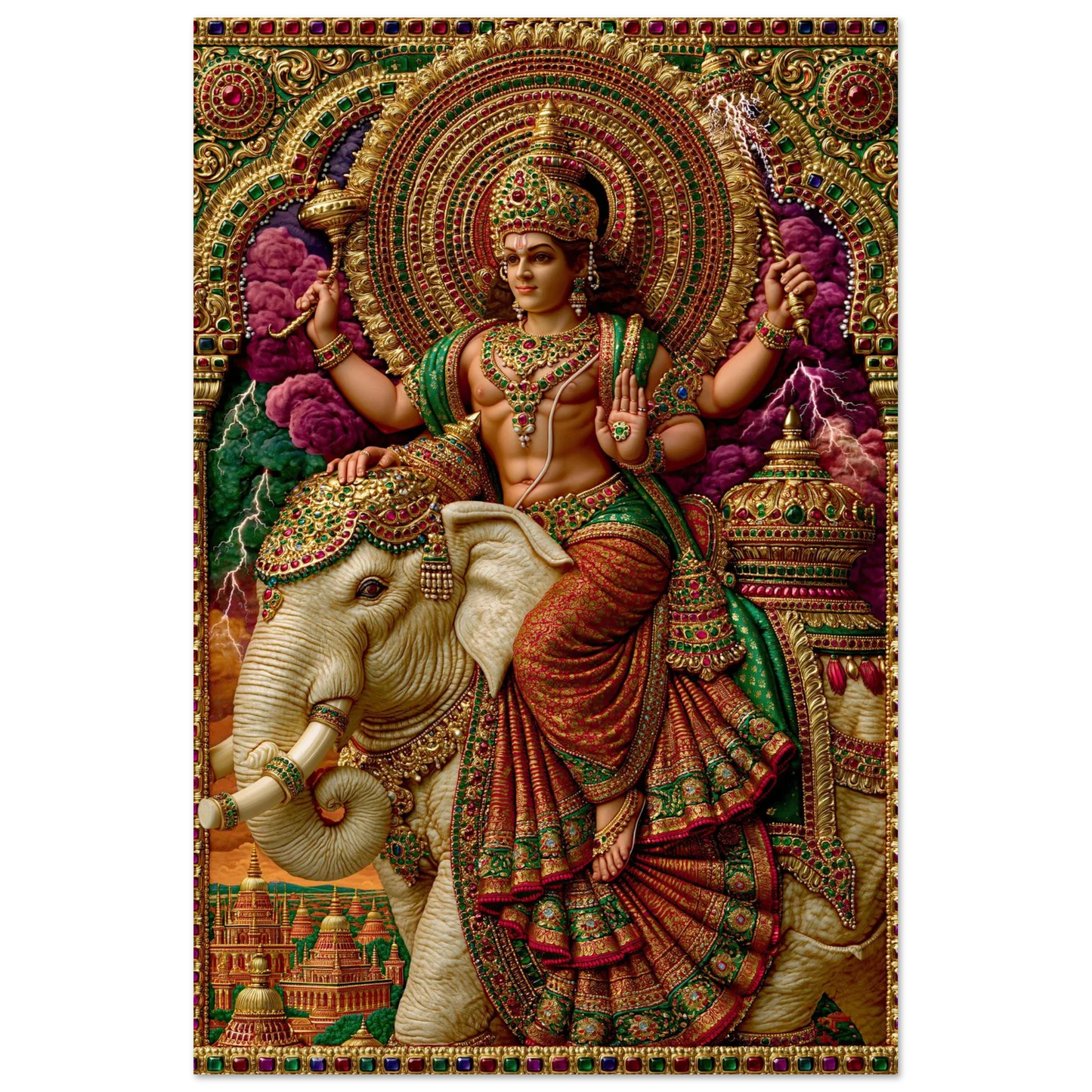 Indra — Enthroned on Airavata