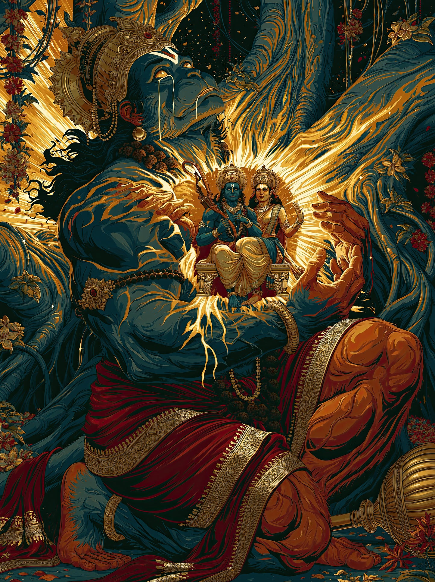 Hanuman हनुमान | Hridaya-Darshana — Ram and Sita in the Heart II - DuppyArt devotional digital print