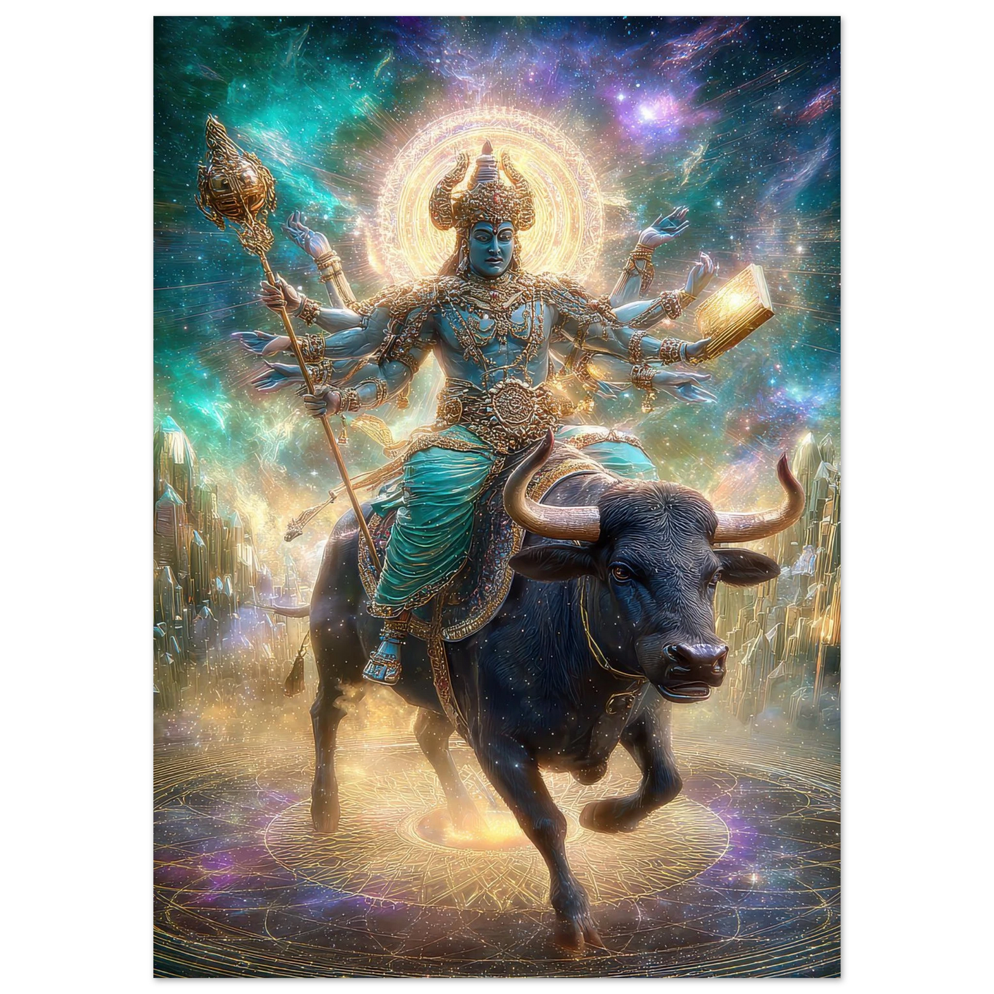Yama यम — God of Death and Justice — Aluminium Print — Sacred Hindu Deity Art by Duppy Art