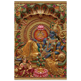 Vishnu विष्णु | Vishnu and Lakshmi — Held and Watched Over | Aluminium Print