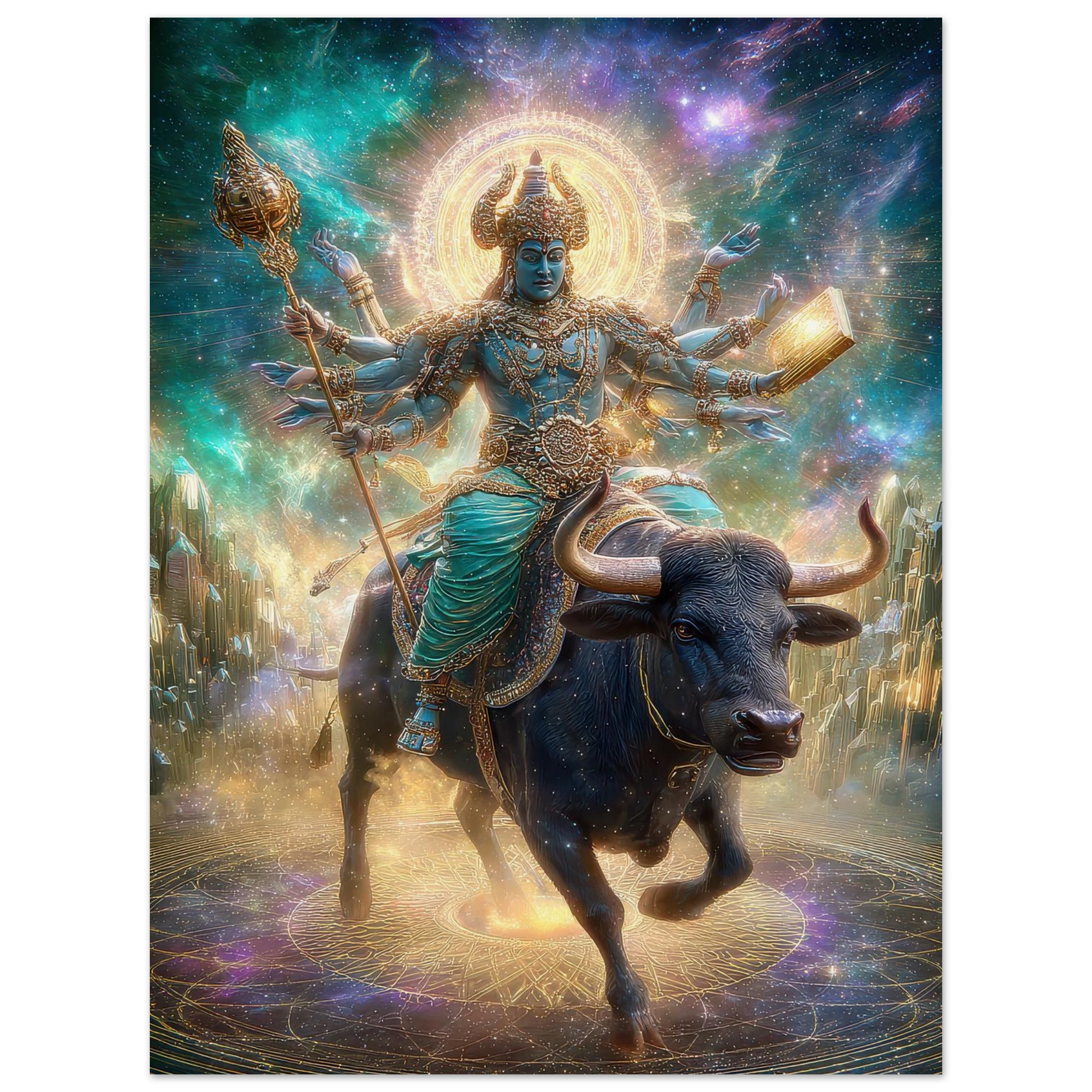 Yama यम — God of Death and Justice — Museum Poster — Sacred Hindu Deity Art by Duppy Art