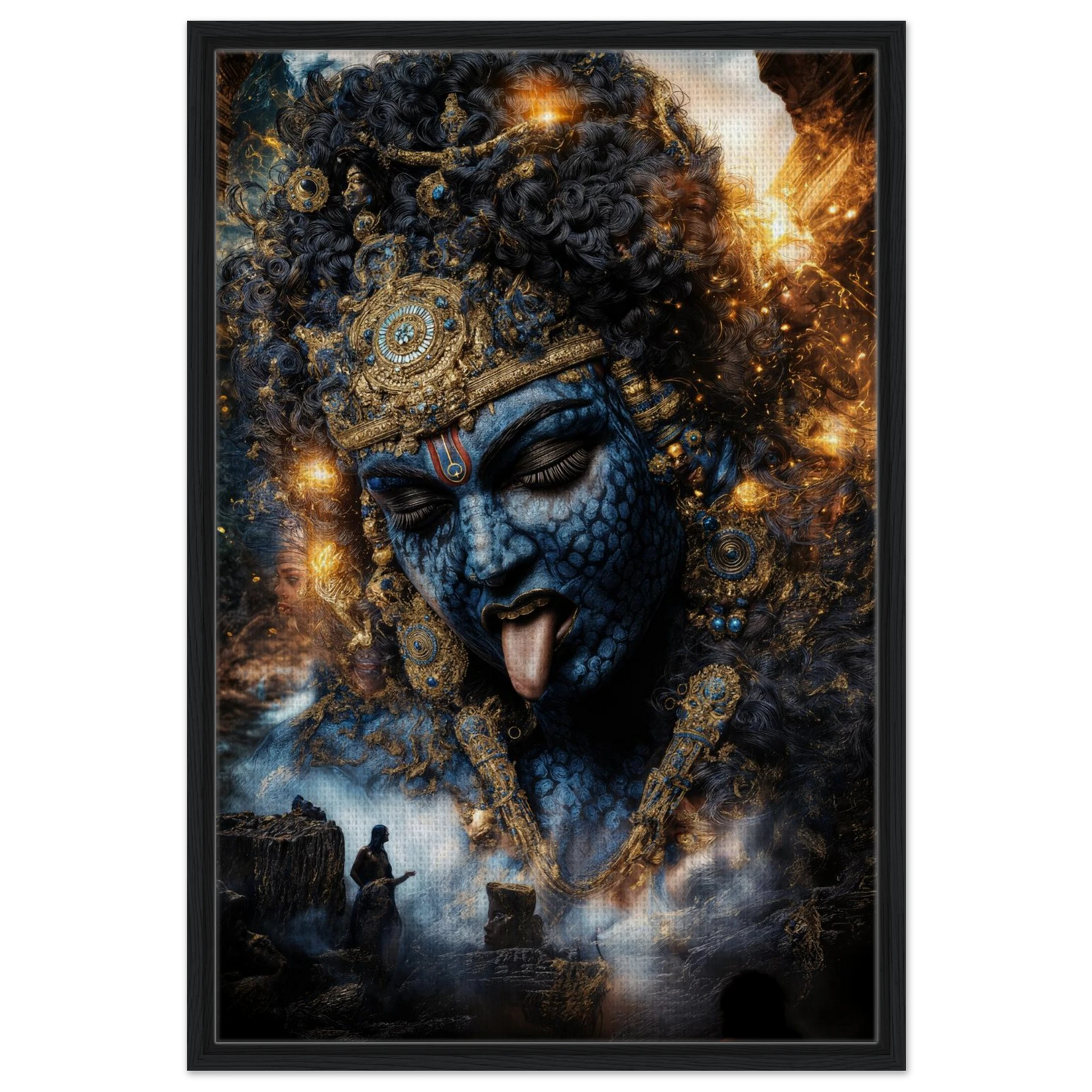 Kali काली — Protector of the Innocent — Guardian of the Faithful — Framed Canvas — Sacred Hindu Deity Art by Duppy Art