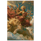 Durga दुर्गा | The Lion Flies Through Marigold Sky | Aluminium Print