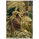 Durga दुर्गा | Mosaic of the Goddess and Her Lion | Museum Poster