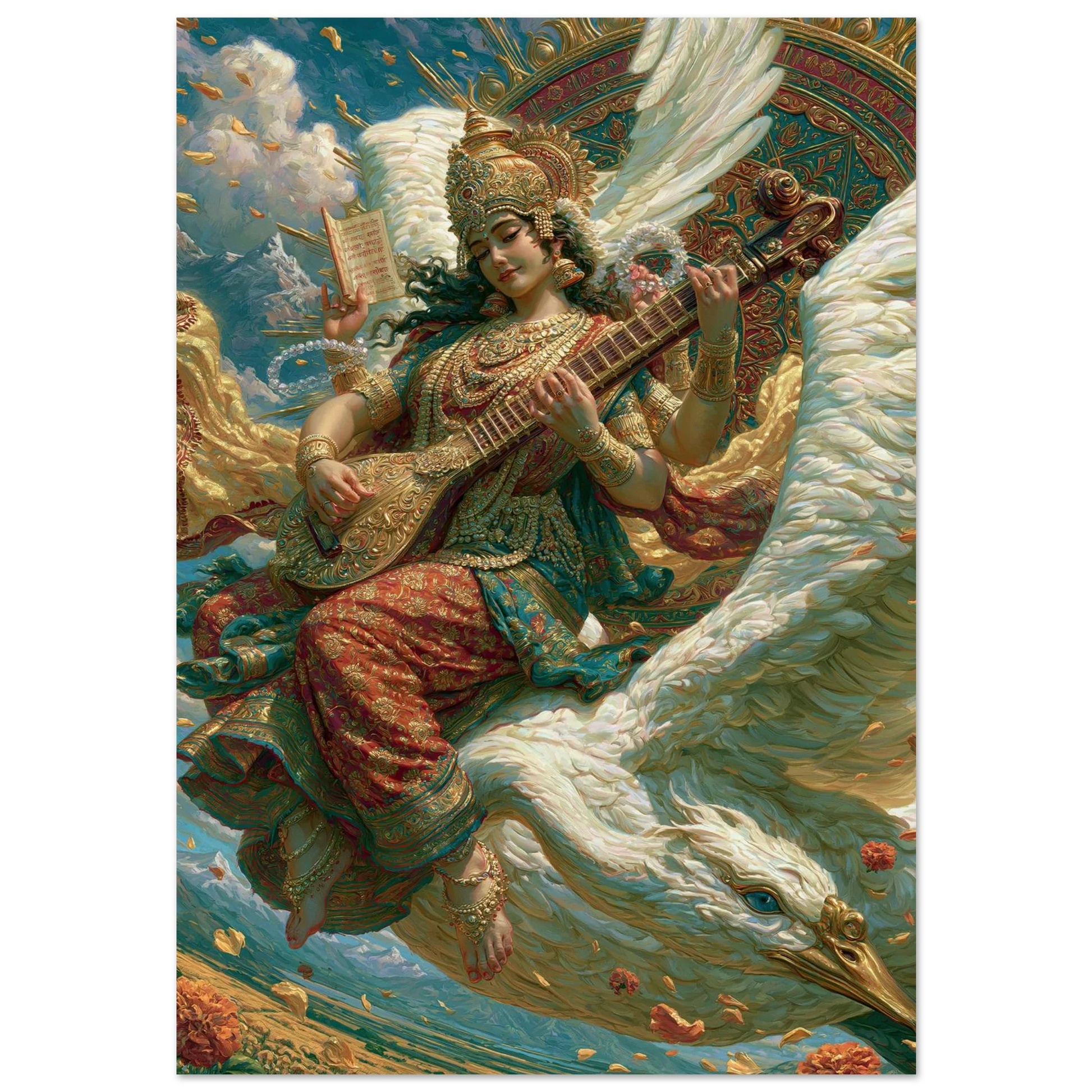 Saraswati — Carried by the Swan