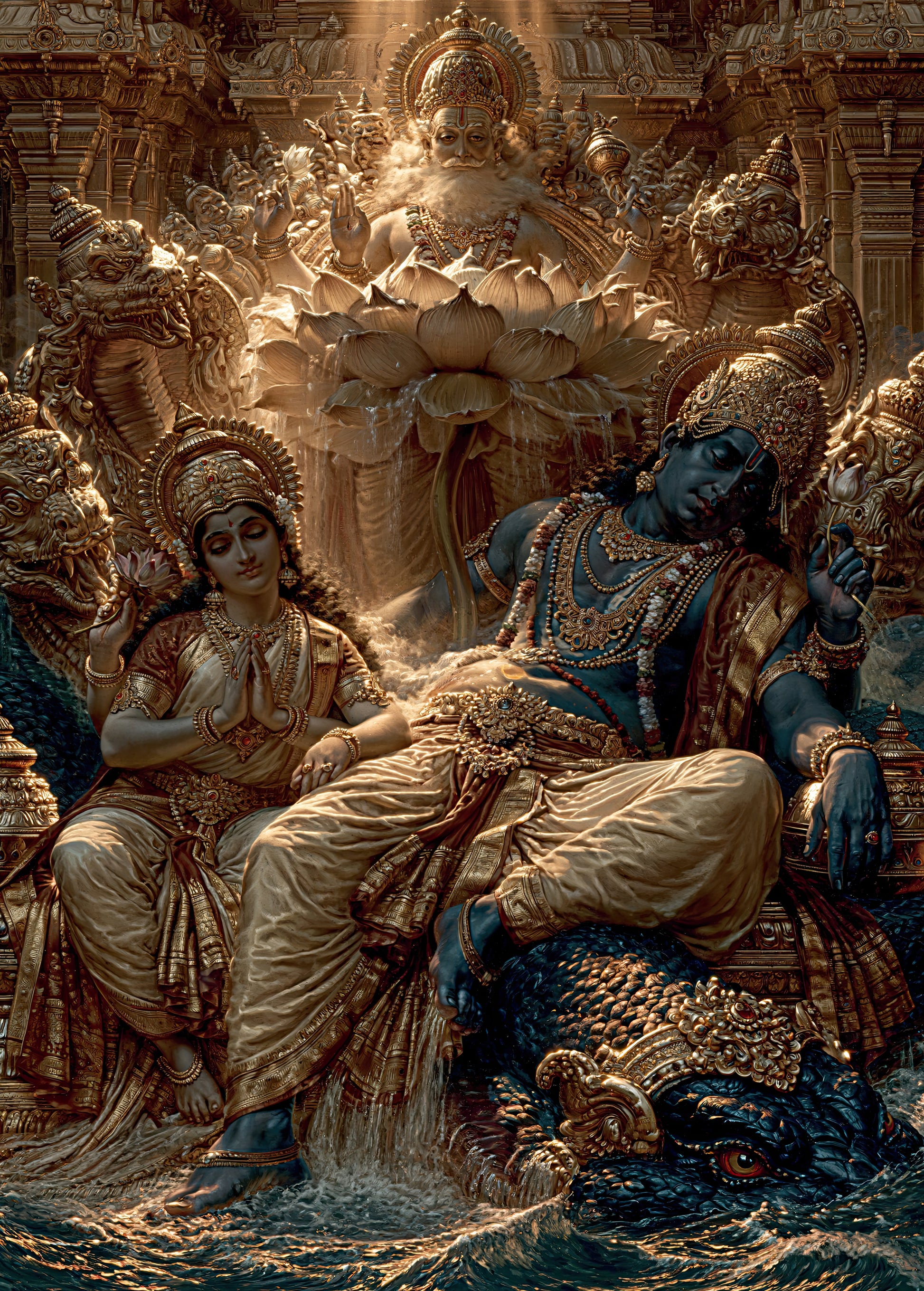 Brahma ब्रह्मा | Padmanabha — The Lotus from Vishnu's Navel II - DuppyArt devotional digital print