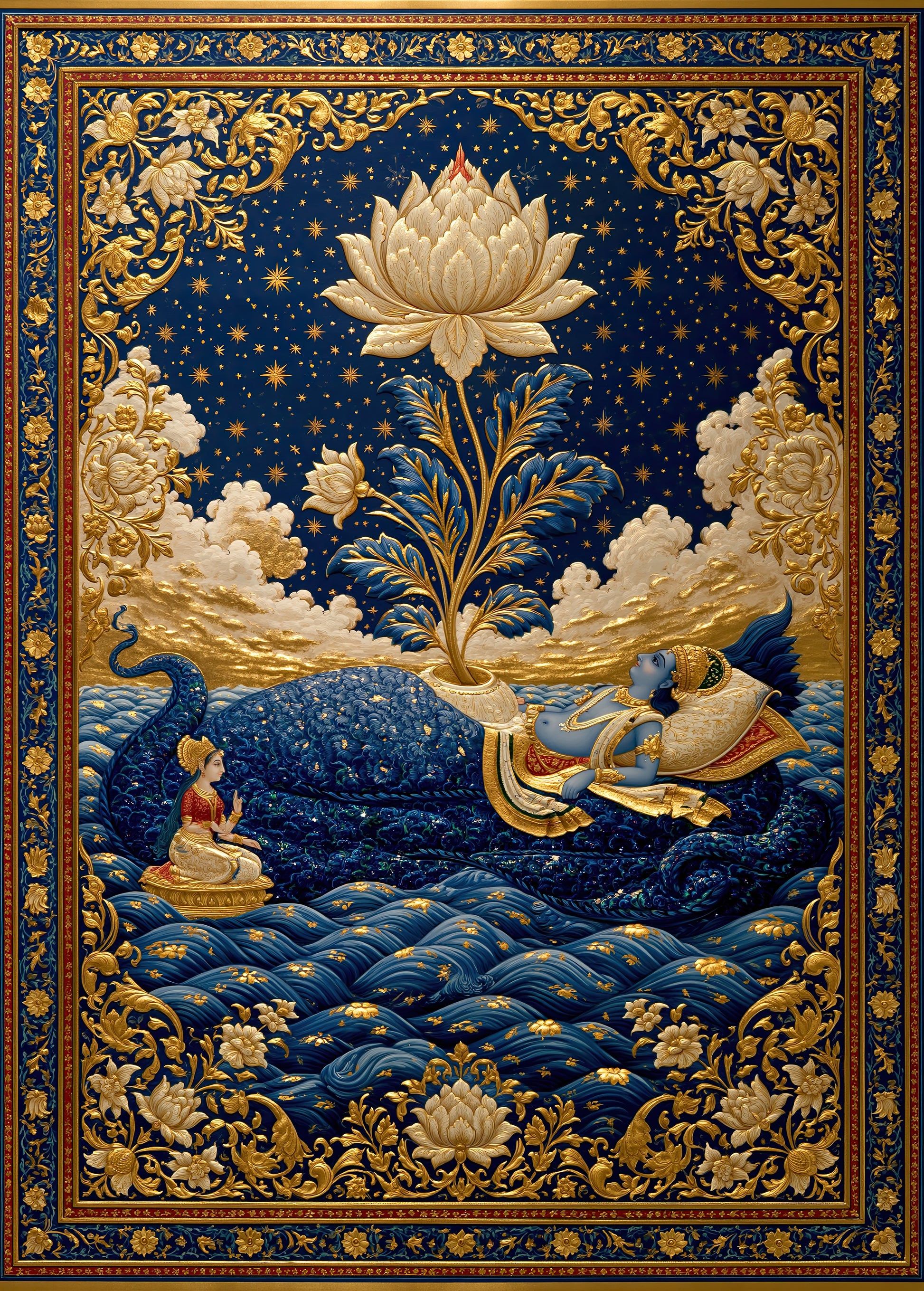 Brahma ब्रह्मा | Padmanabha — The Lotus from Vishnu's Navel IV - DuppyArt devotional digital print