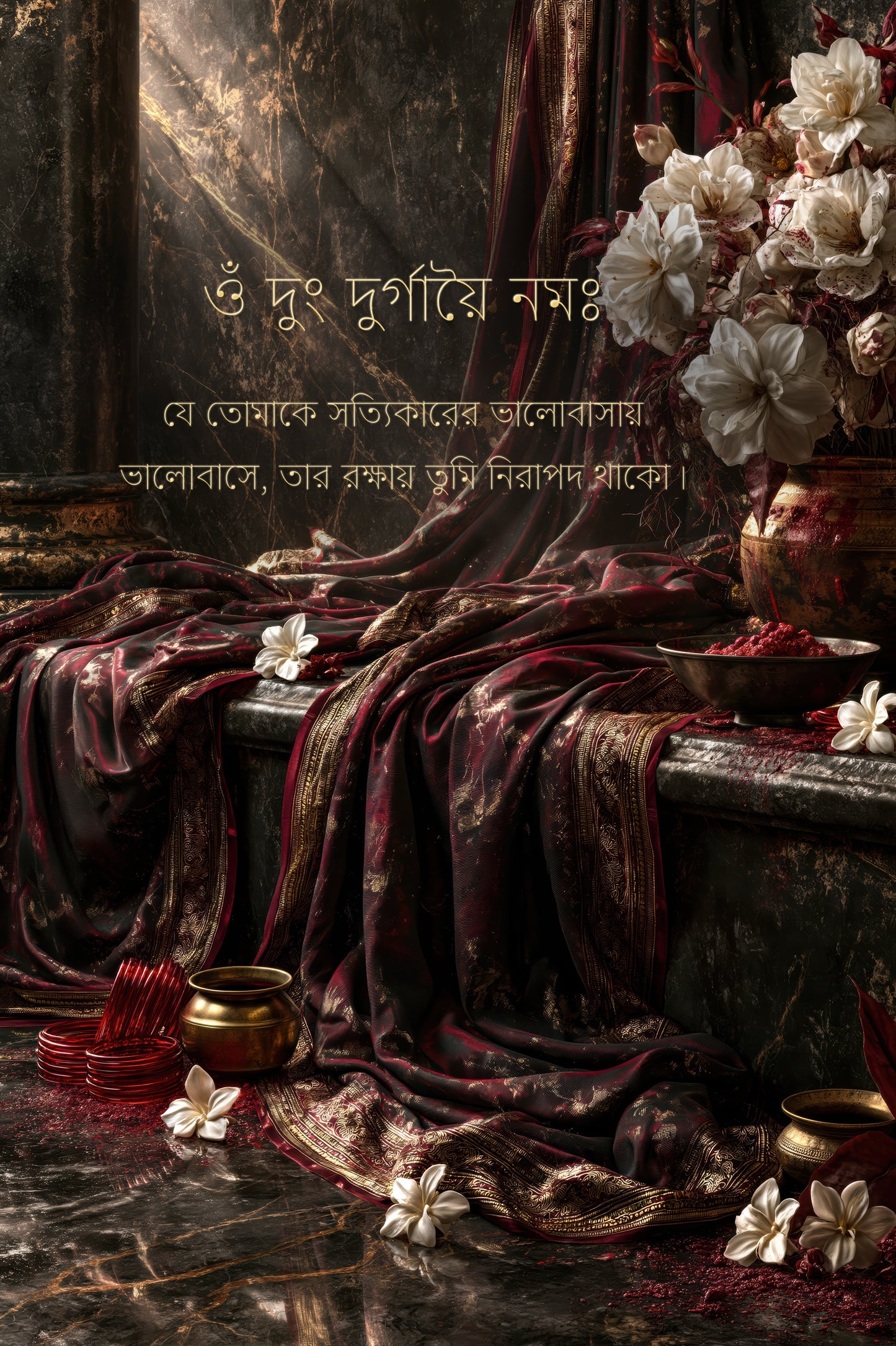 Durga দুর্গা | Her Red Was Never Anger — Bangla Edition - DuppyArt devotional digital print