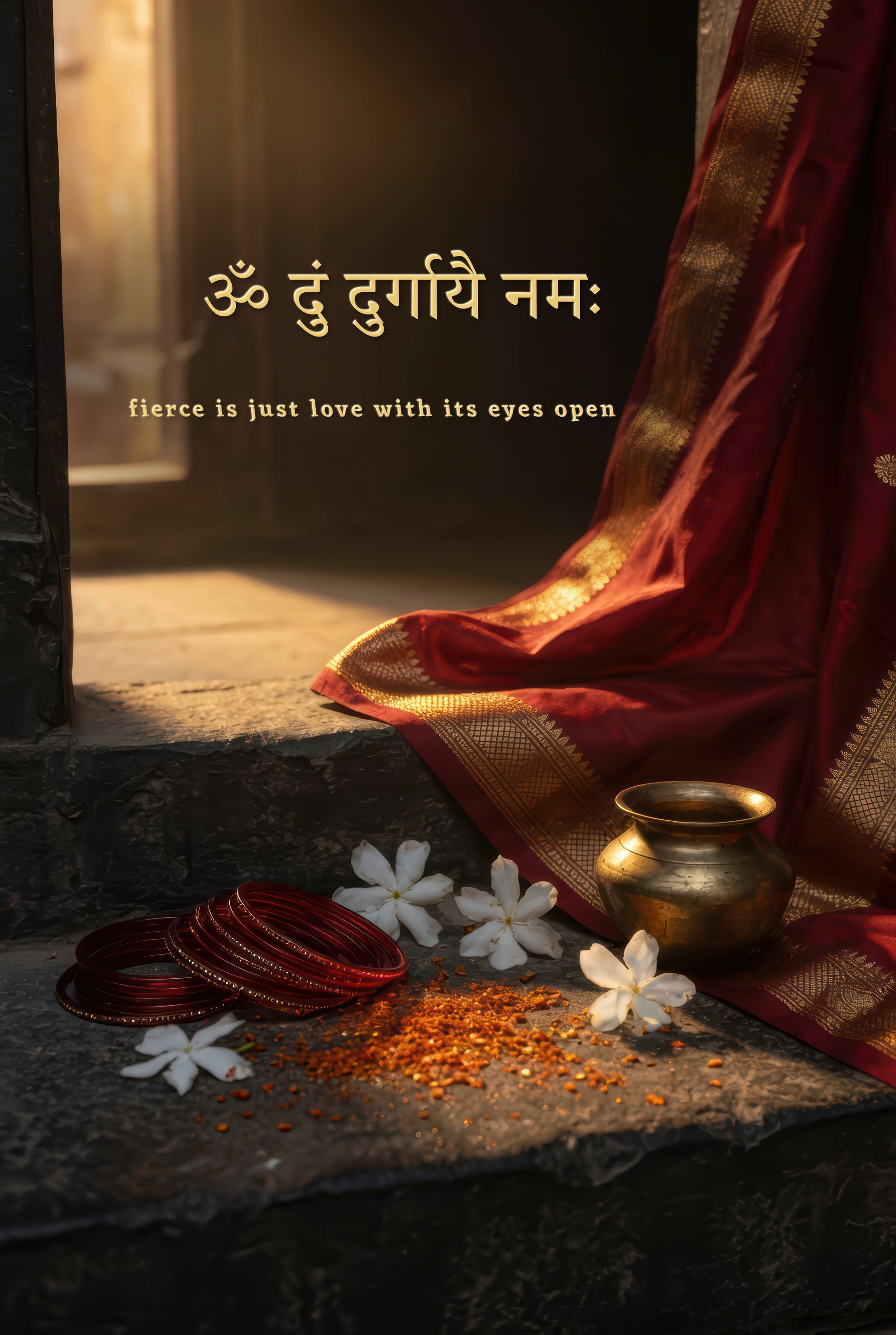 Durga দুর্গা | Draped for the Protector — Blessing Edition - DuppyArt devotional digital print