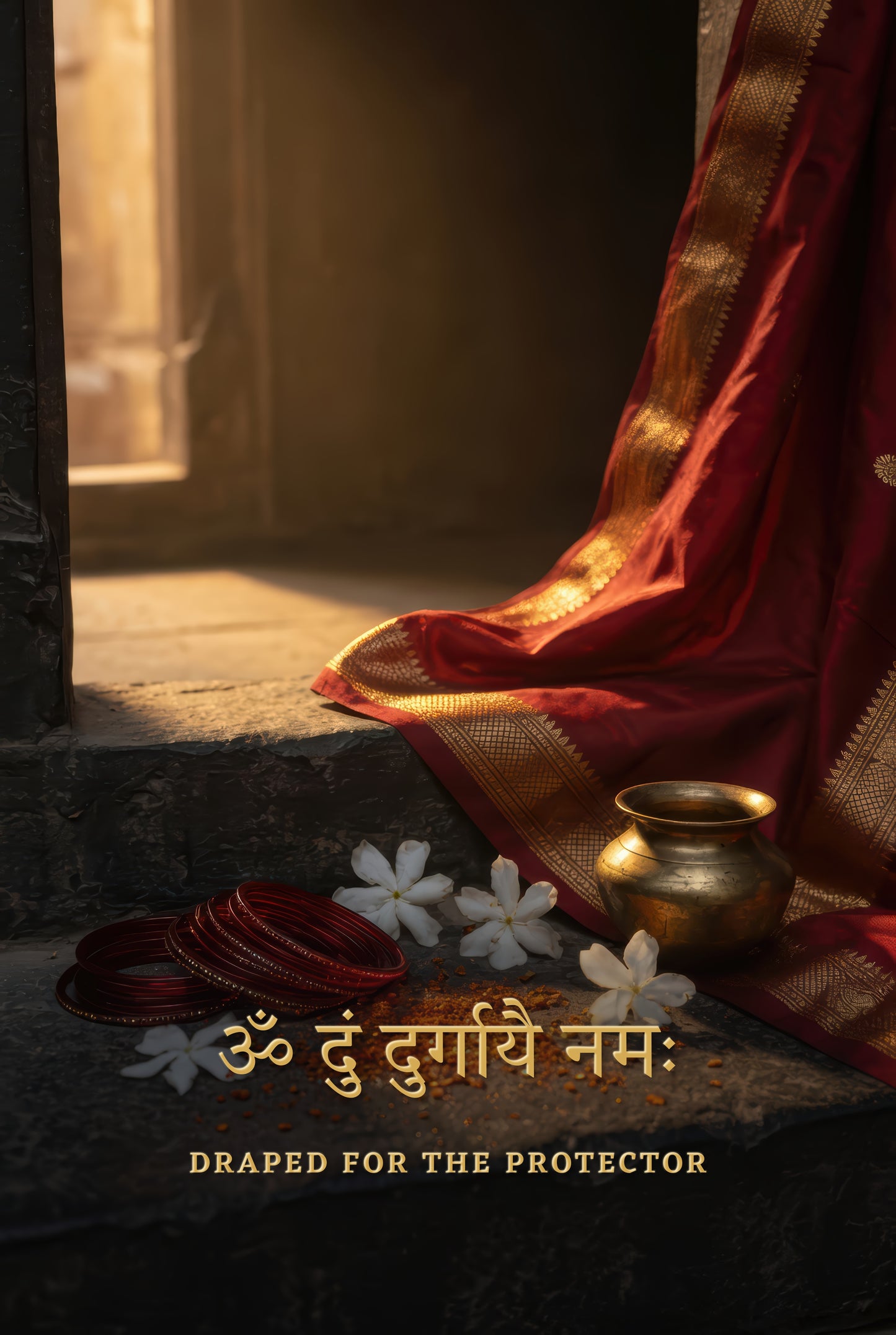 Durga দুর্গা | Draped for the Protector - DuppyArt devotional digital print