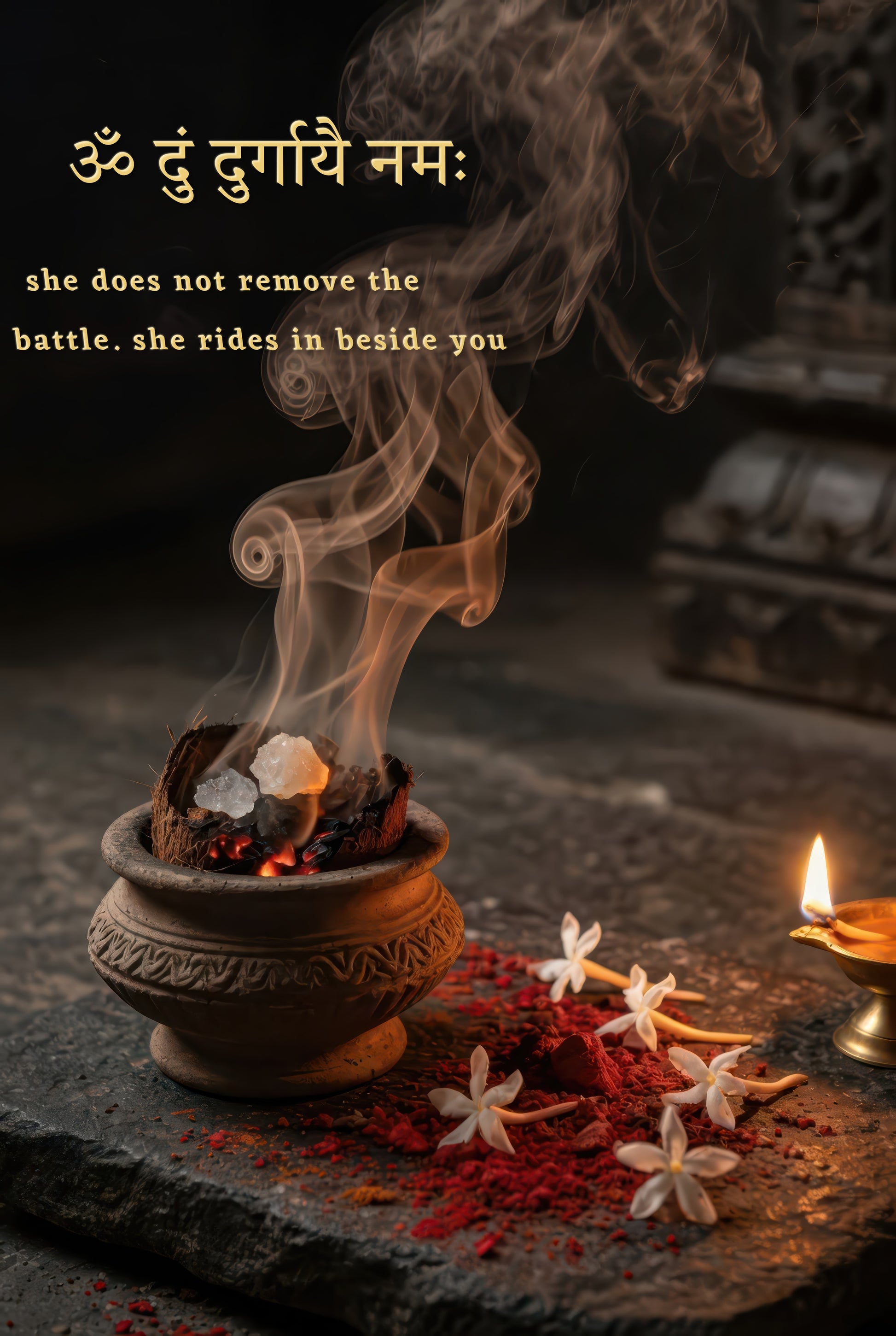 Durga দুর্গা | Lit for the One Who Guards the Night — Blessing Edition - DuppyArt devotional digital print