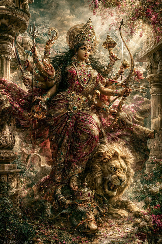Durga दुर्गा | Mahishasuramardini, Slayer of the Buffalo Demon | Digital Print Download