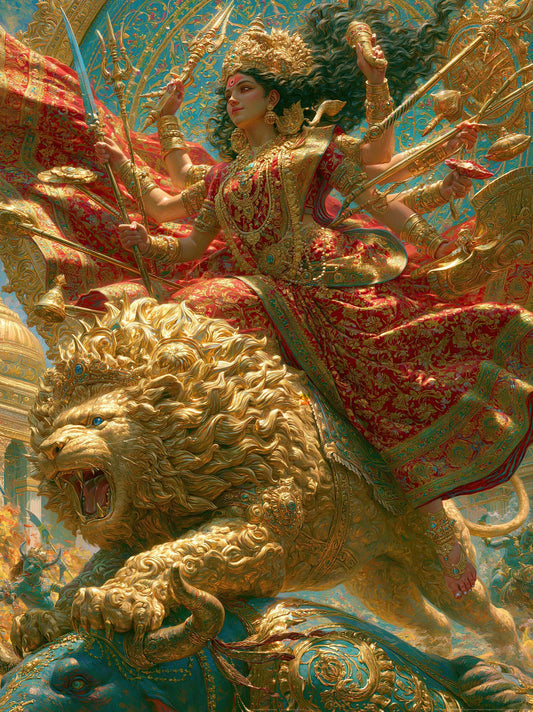 Durga दुर्गा | Riding Out to Battle | Digital Print Download