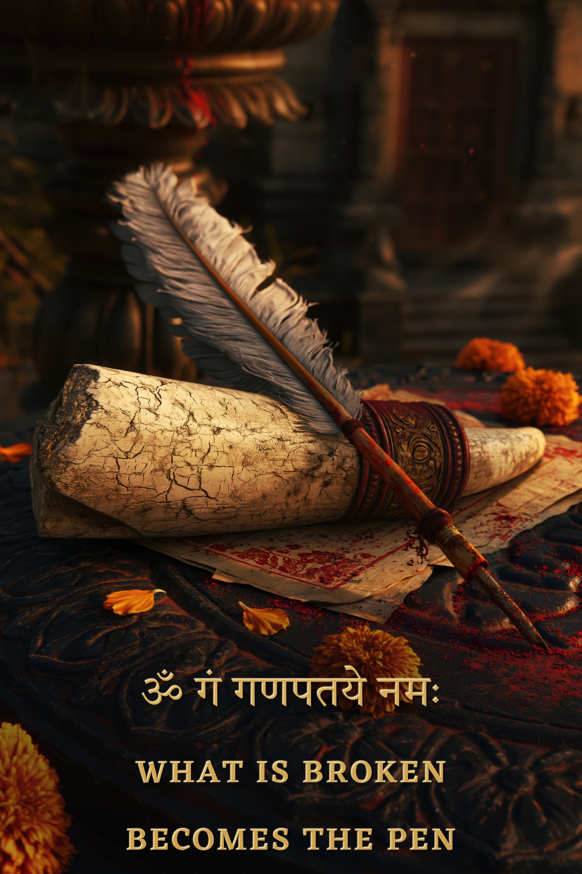 Ganesh गणेश | The Pen That Was Broken - DuppyArt devotional digital print