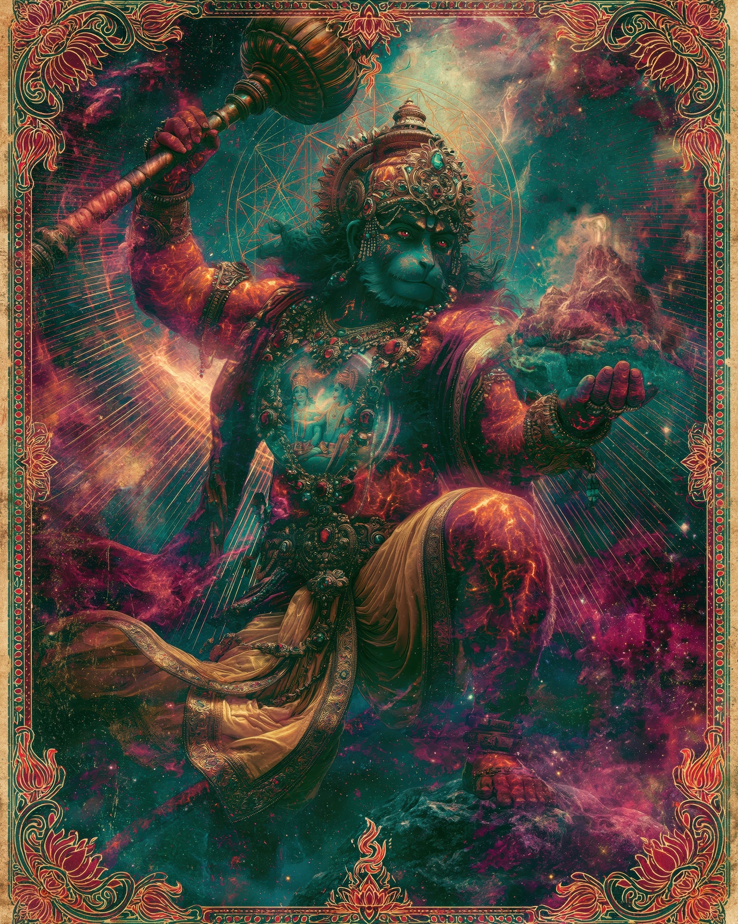 Hanuman हनुमान | The Immortal Guard - DuppyArt devotional digital print