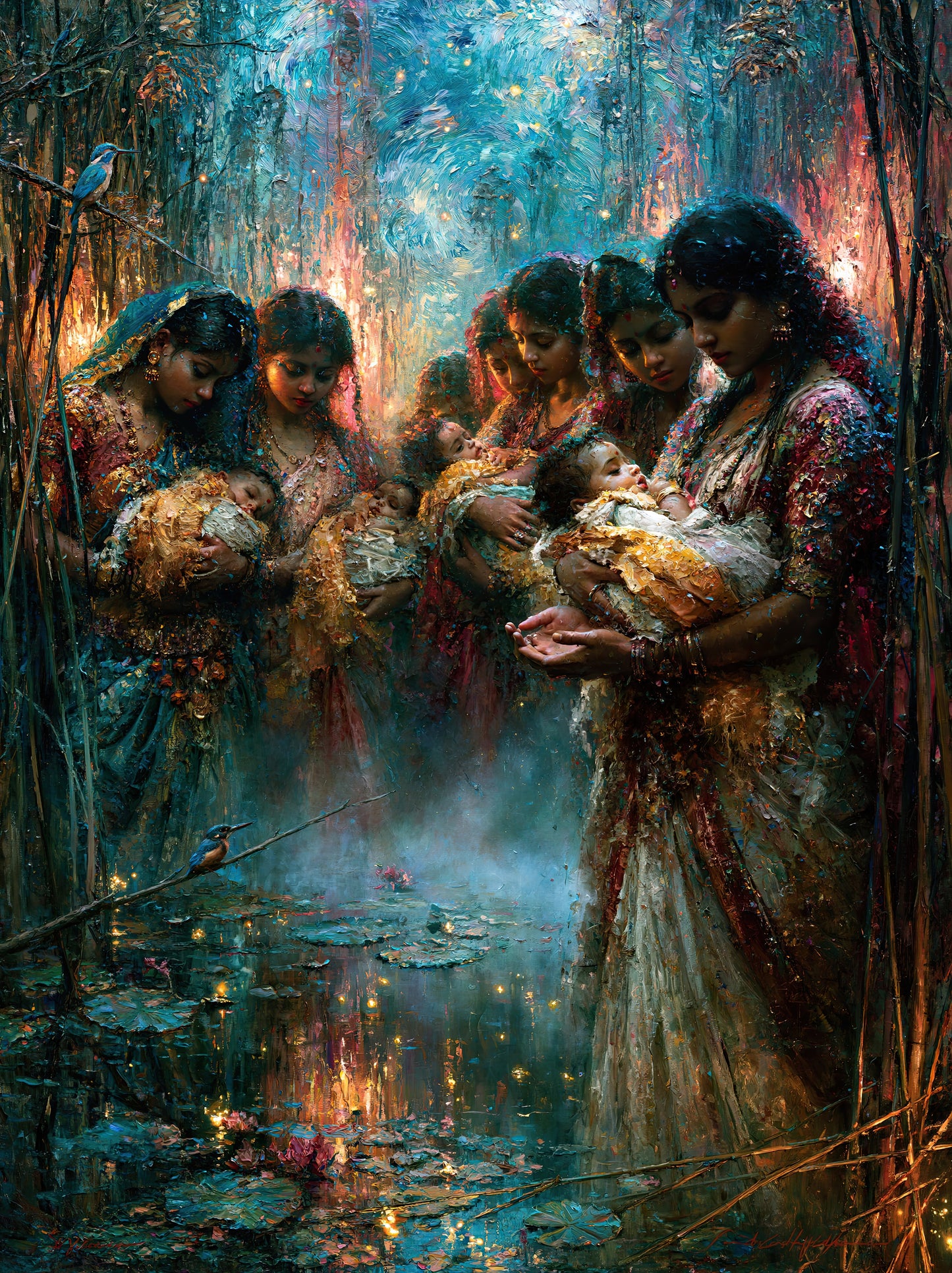 Kartikeya कार्तिकेय | First Light at Saravana — The Stars Become Mothers - DuppyArt devotional digital print