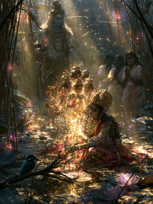 Kartikeya कार्तिकेय | Six Children Become Shanmukha - DuppyArt devotional digital print