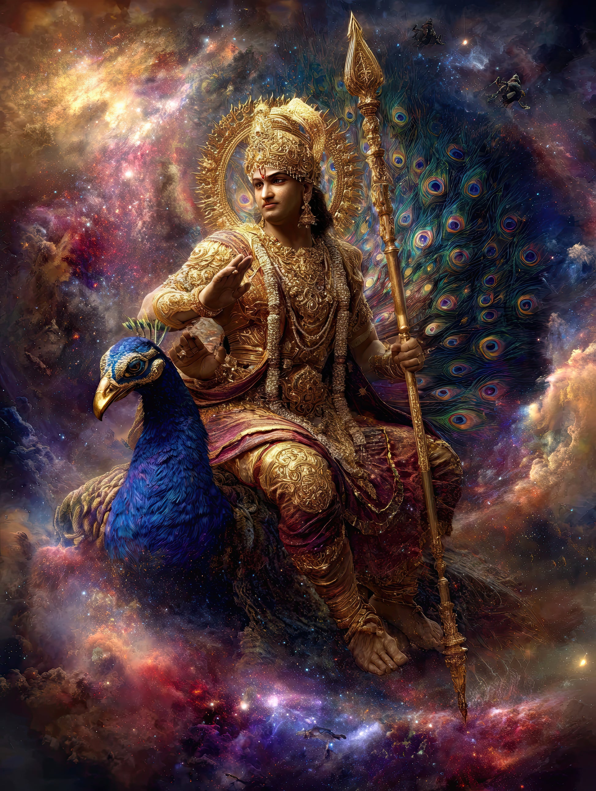 Kartikeya कार्तिकेय | Mayil-Vahana — Lord of the Peacock - DuppyArt devotional digital print