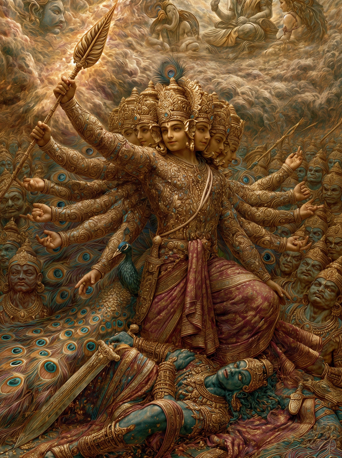 Kartikeya कार्तिकेय | Surapadma-Samhara — Mercy in Victory - DuppyArt devotional digital print
