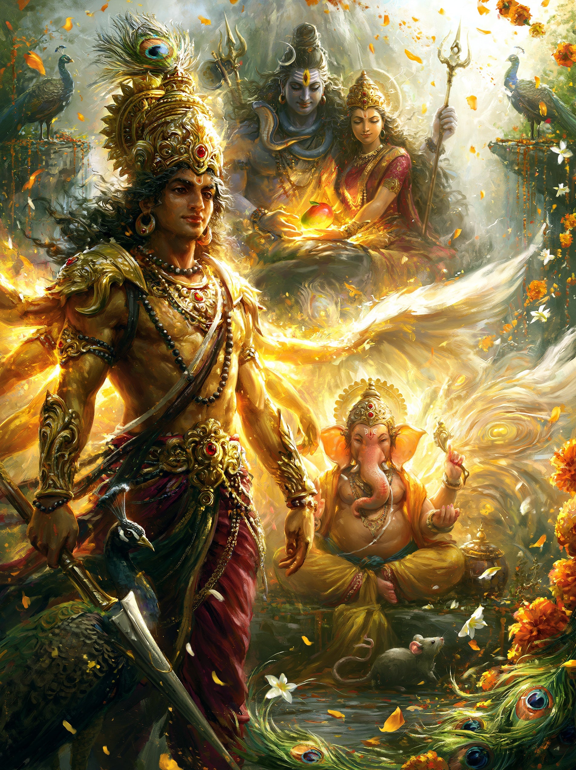 Kartikeya कार्तिकेय | The Race Around the World - DuppyArt devotional digital print