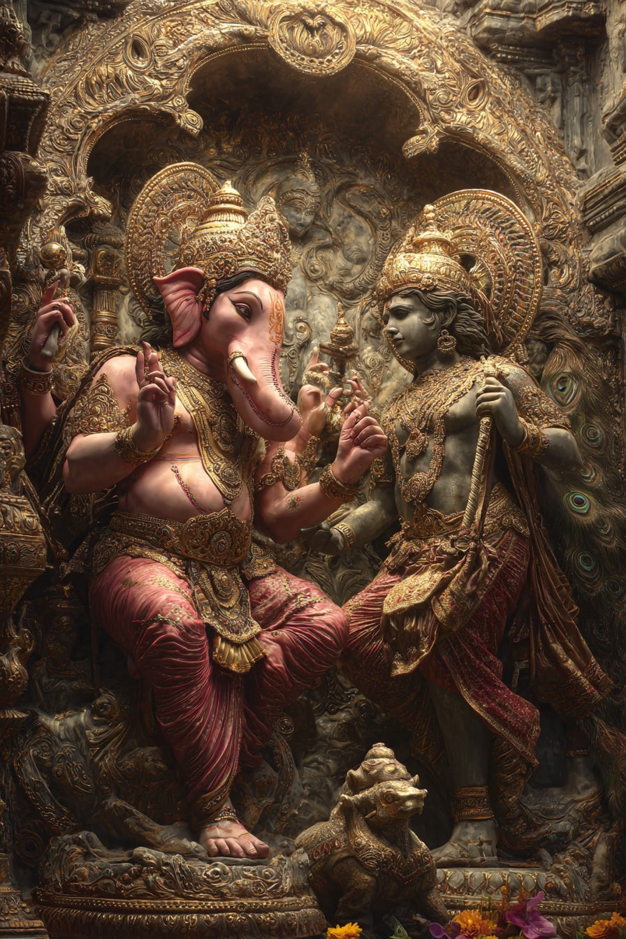 Kartikeya कार्तिकेय | Two Brothers — Wisdom and Strength - DuppyArt devotional digital print
