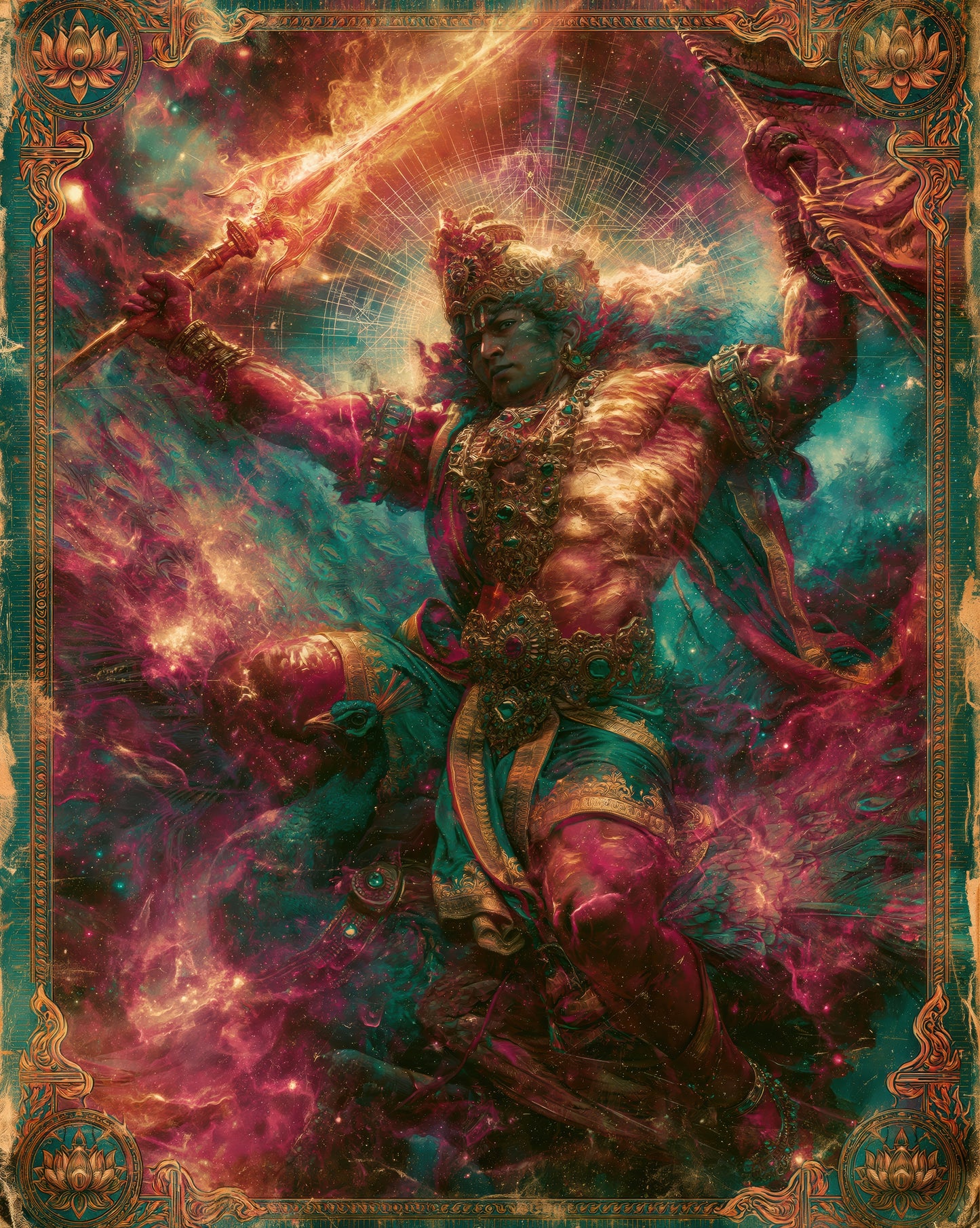 Kartikeya कार्तिकेय | The Peacock Rider - DuppyArt devotional digital print
