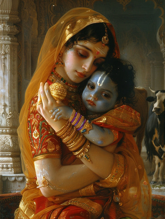 Krishna कृष्ण | Yashoda's Embrace — Mother of the Divine - DuppyArt devotional digital print