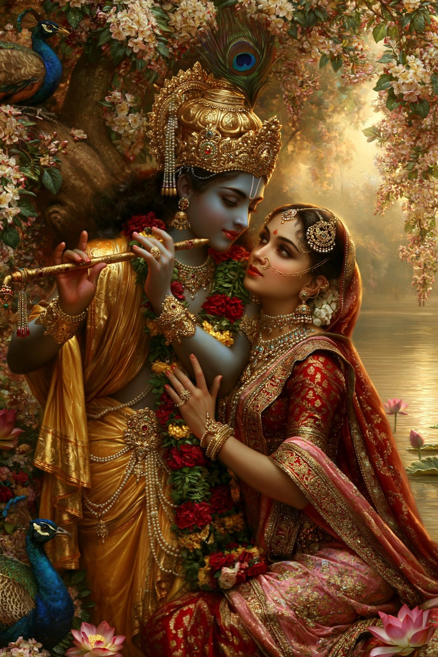 Krishna कृष्ण | Radha-Krishna — Two Hearts One Song - DuppyArt devotional digital print