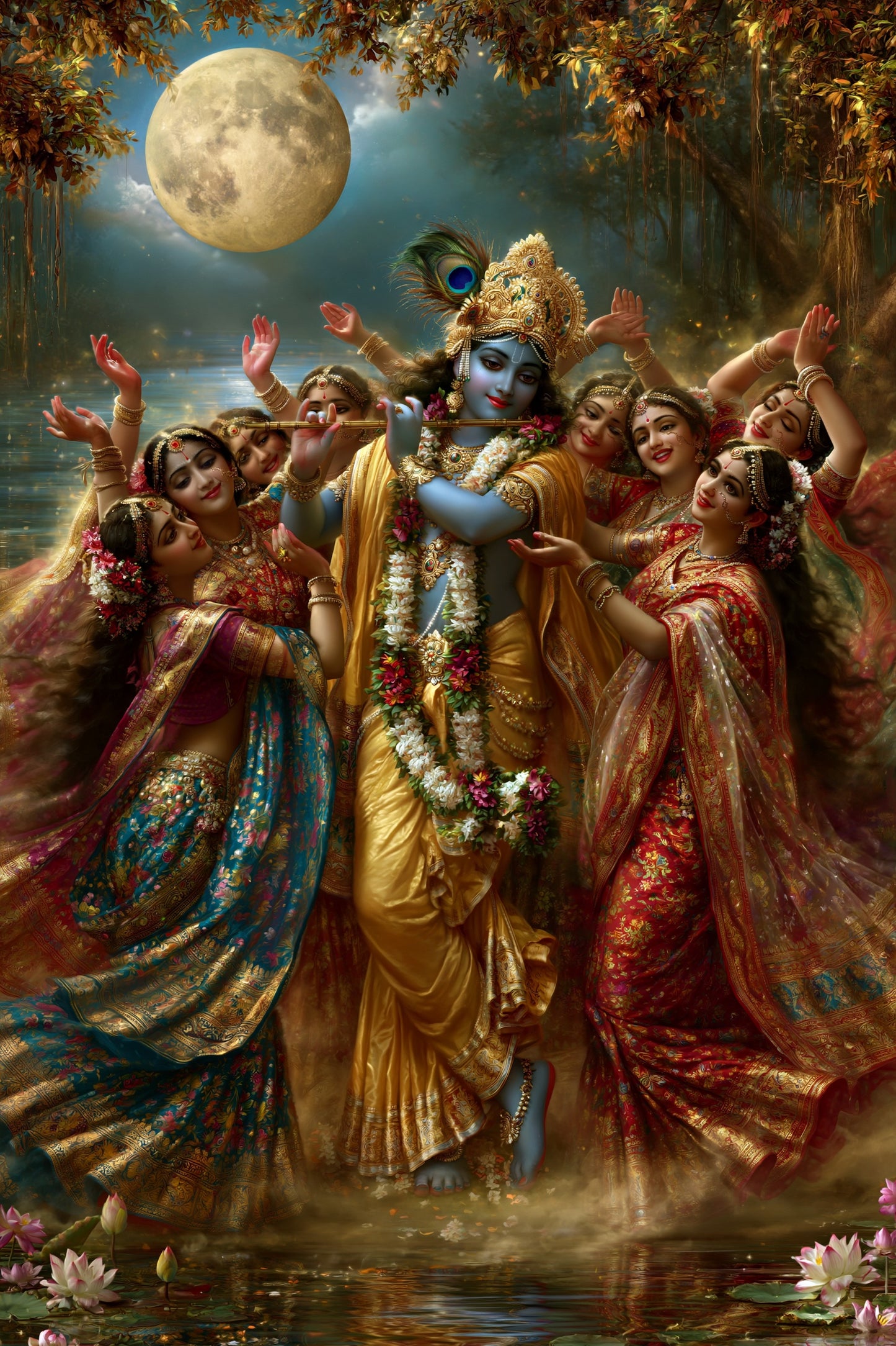 Krishna कृष्ण | Ras Lila — The Dance of Divine Love - DuppyArt devotional digital print
