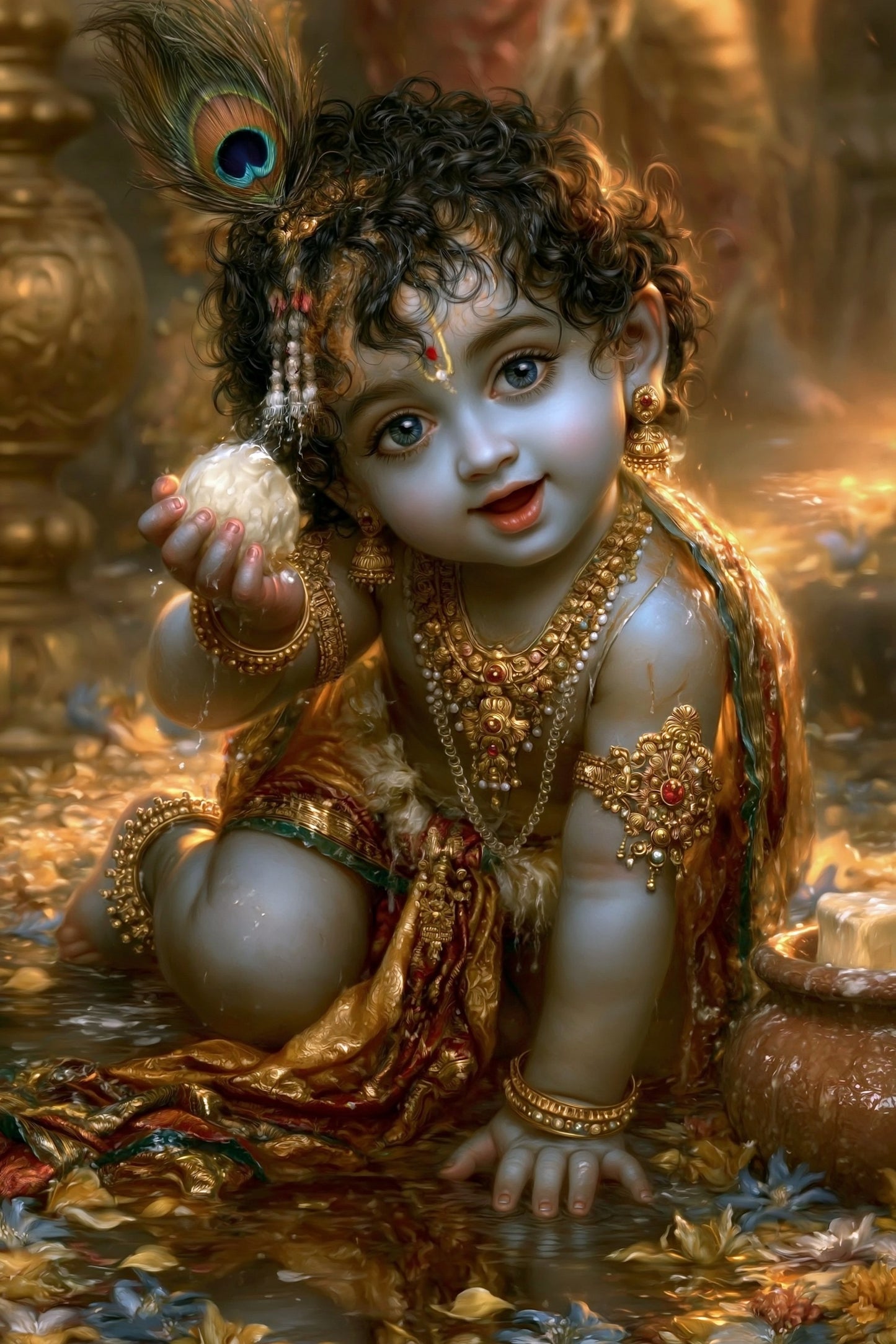 Krishna कृष्ण | Navaneeta Krishna — The Sweetness of God - DuppyArt devotional digital print