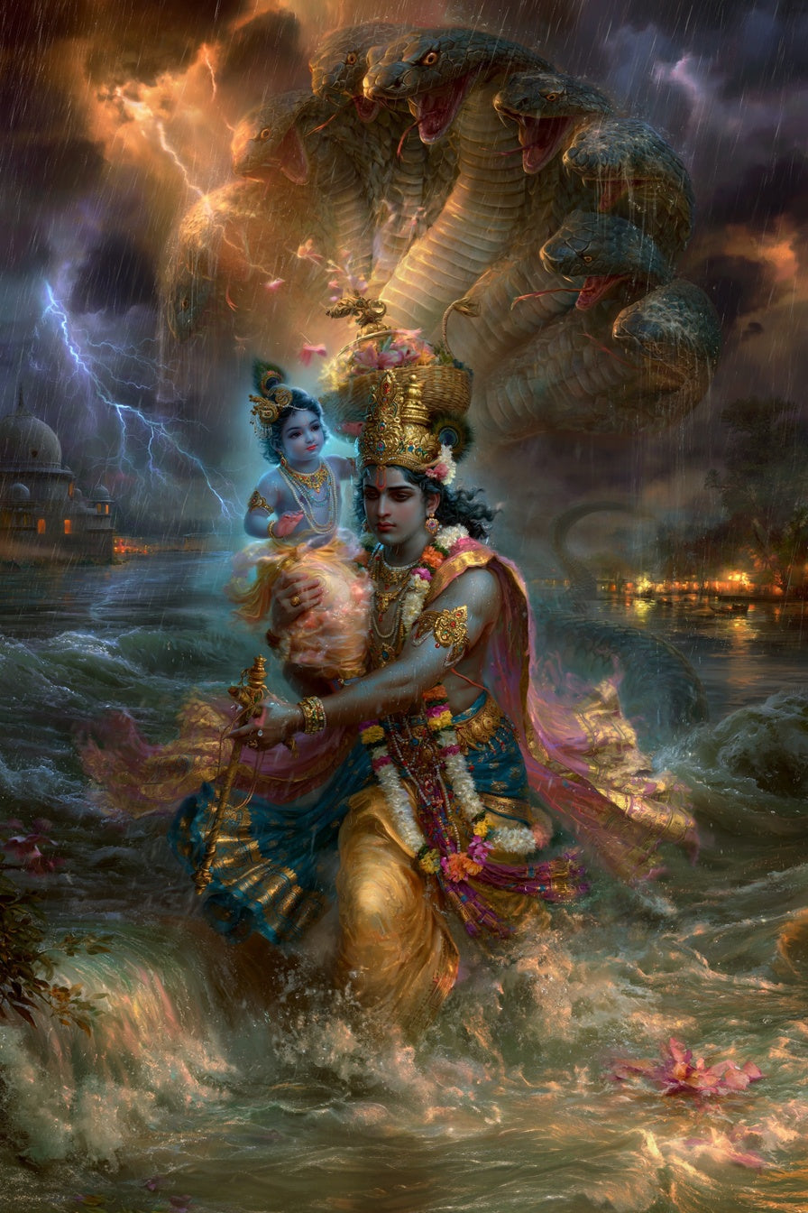 Krishna कृष्ण | Krishna Janma — The Divine Birth - DuppyArt devotional digital print