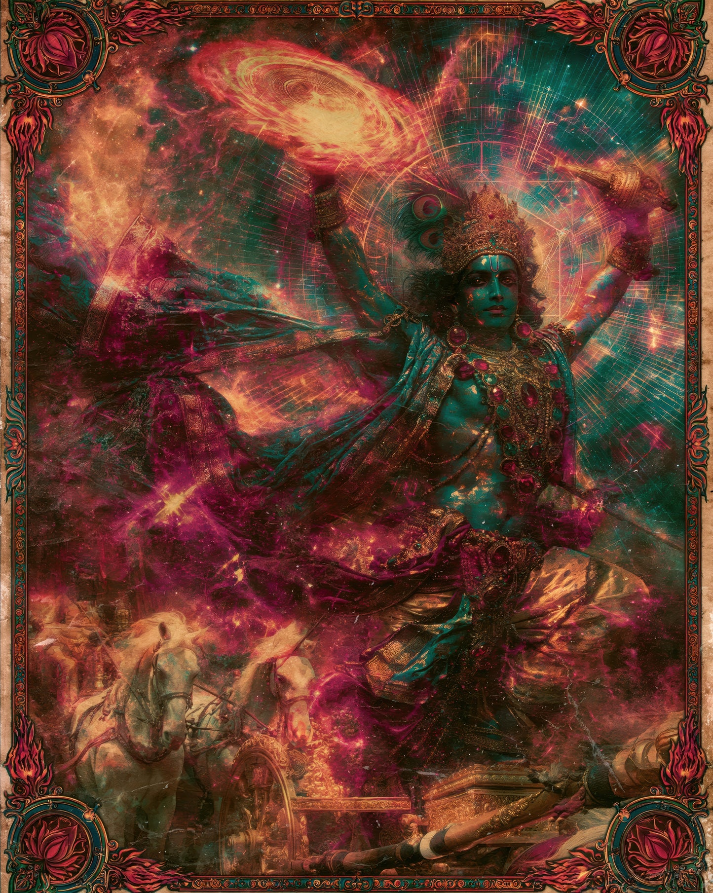 Krishna कृष्ण | Govinda Stands Guard - DuppyArt devotional digital print