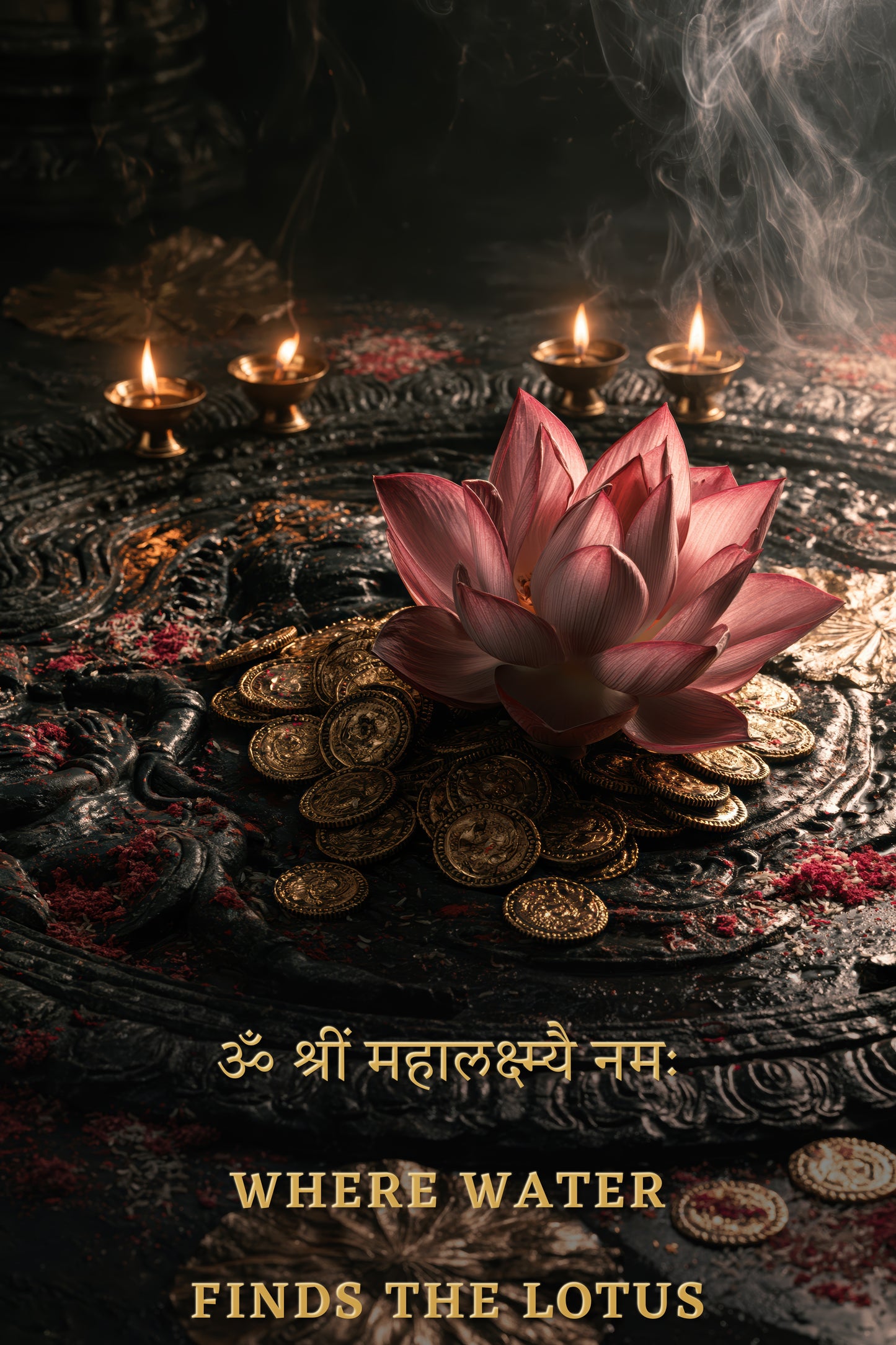 Lakshmi लक्ष्मी | Where Water Finds the Lotus - DuppyArt devotional digital print