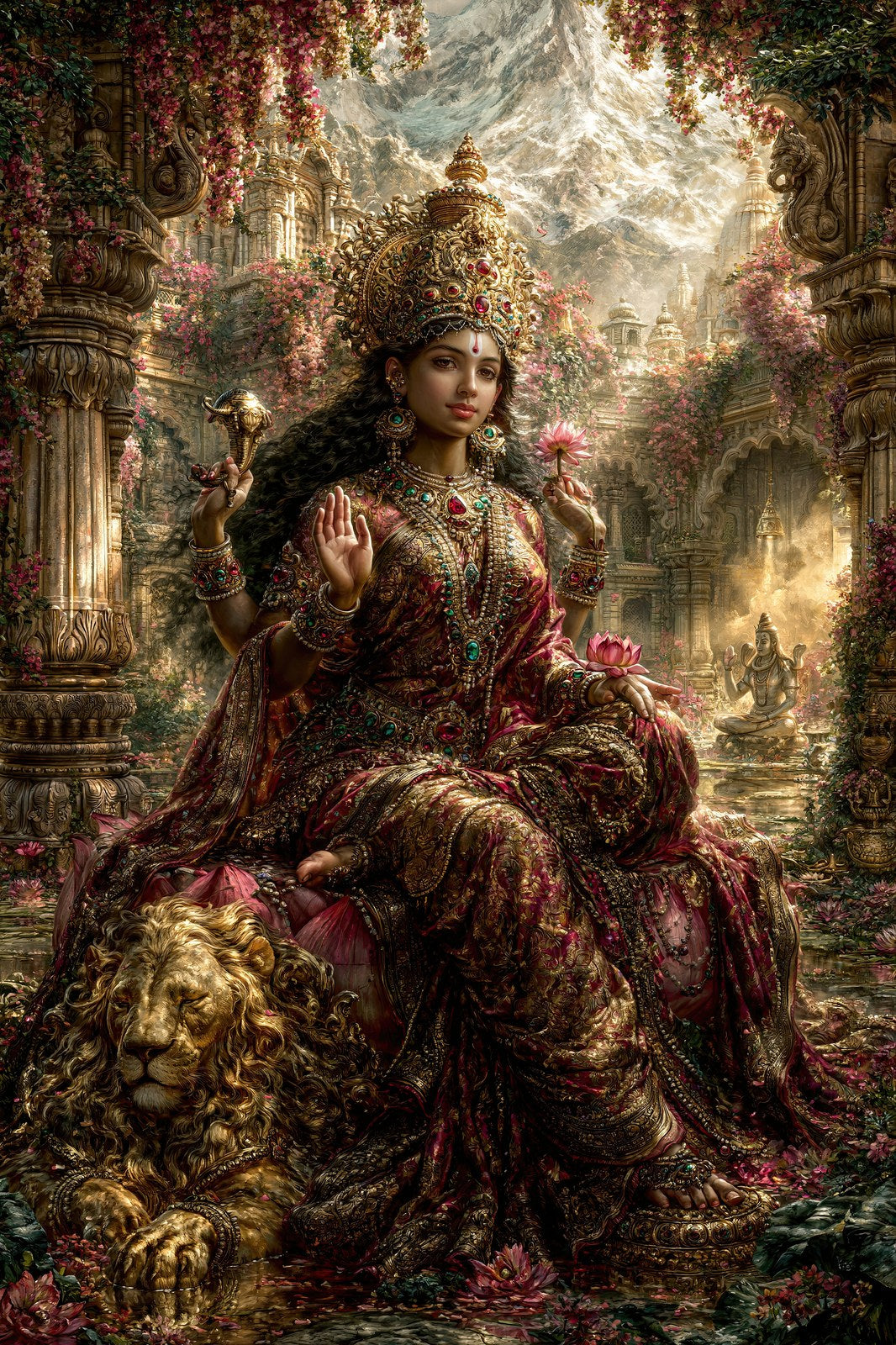 Parvati पार्वती | Enthroned on Her Lion | Digital Print Download