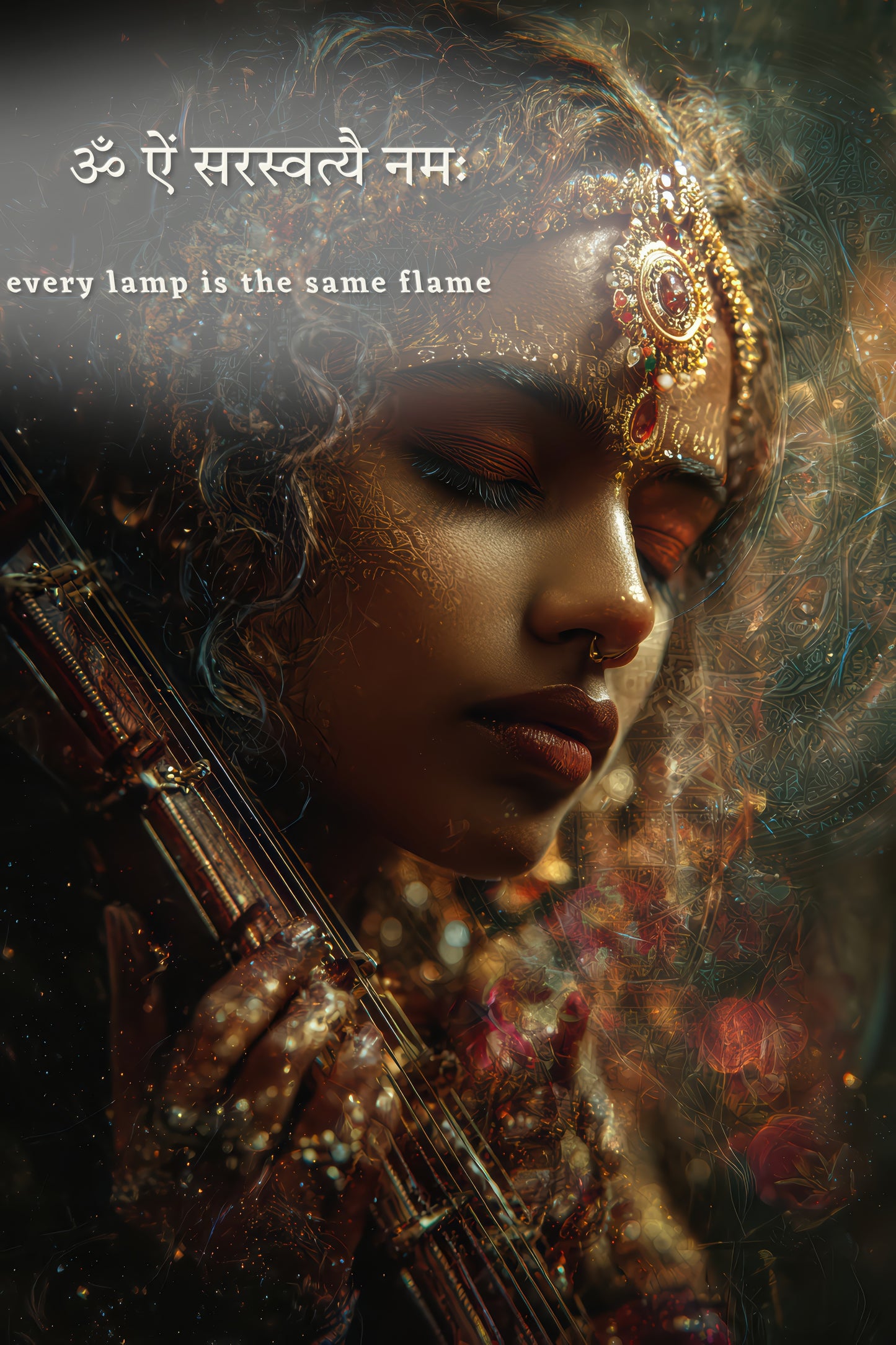 Saraswati सरस्वती | The Moment of Om — Blessing Edition - DuppyArt devotional digital print